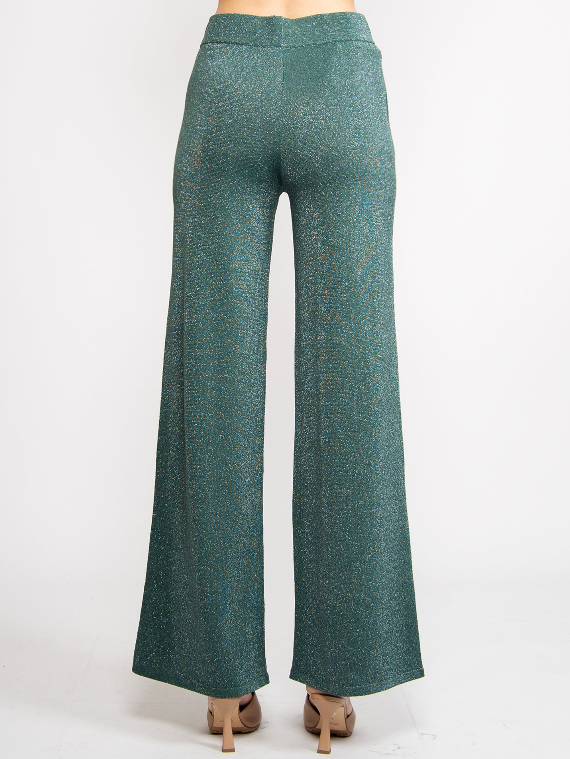 Pantaloni in Maglia di Lurex Verde