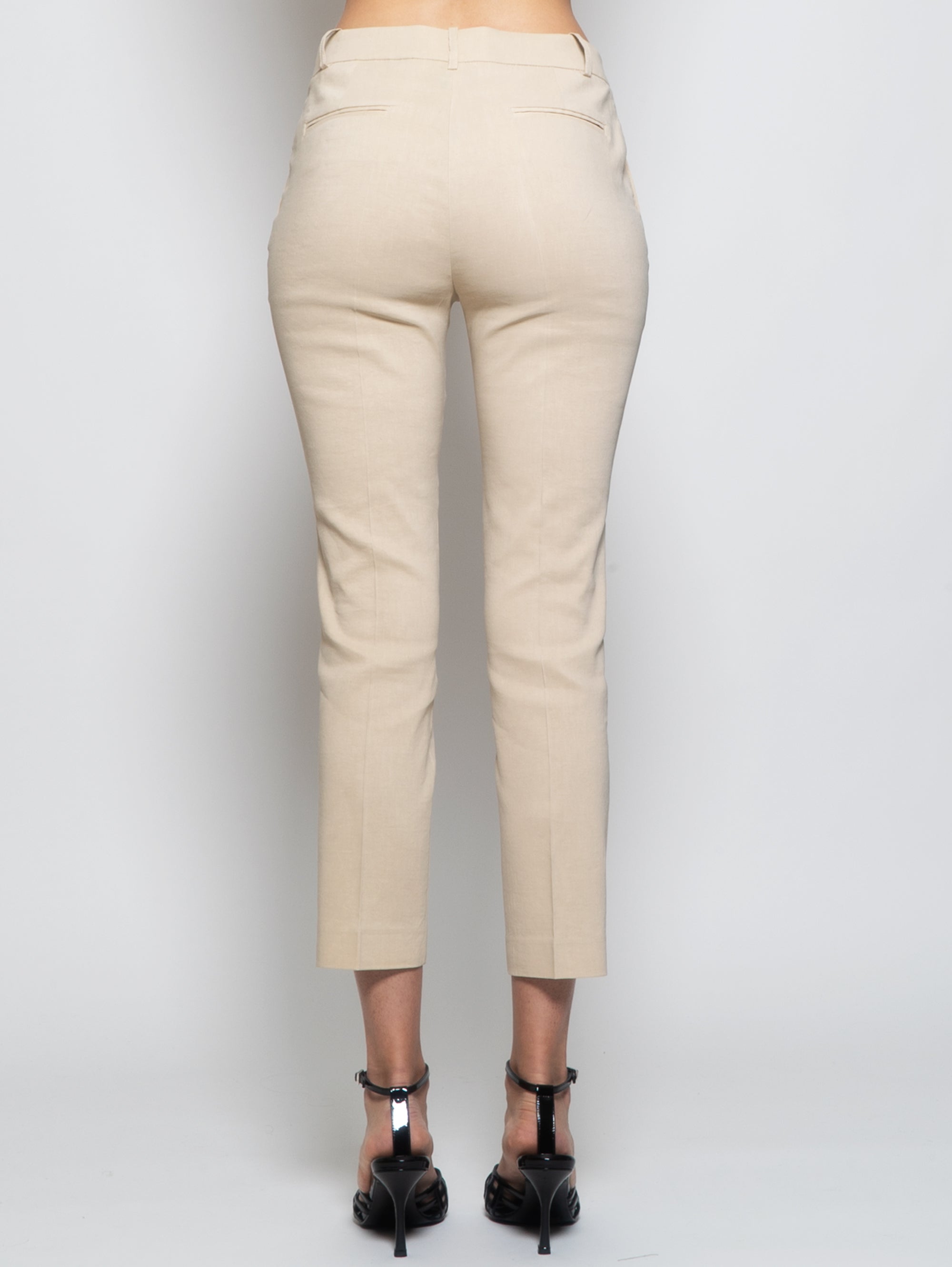 Trousers in Beige Stretch Linen