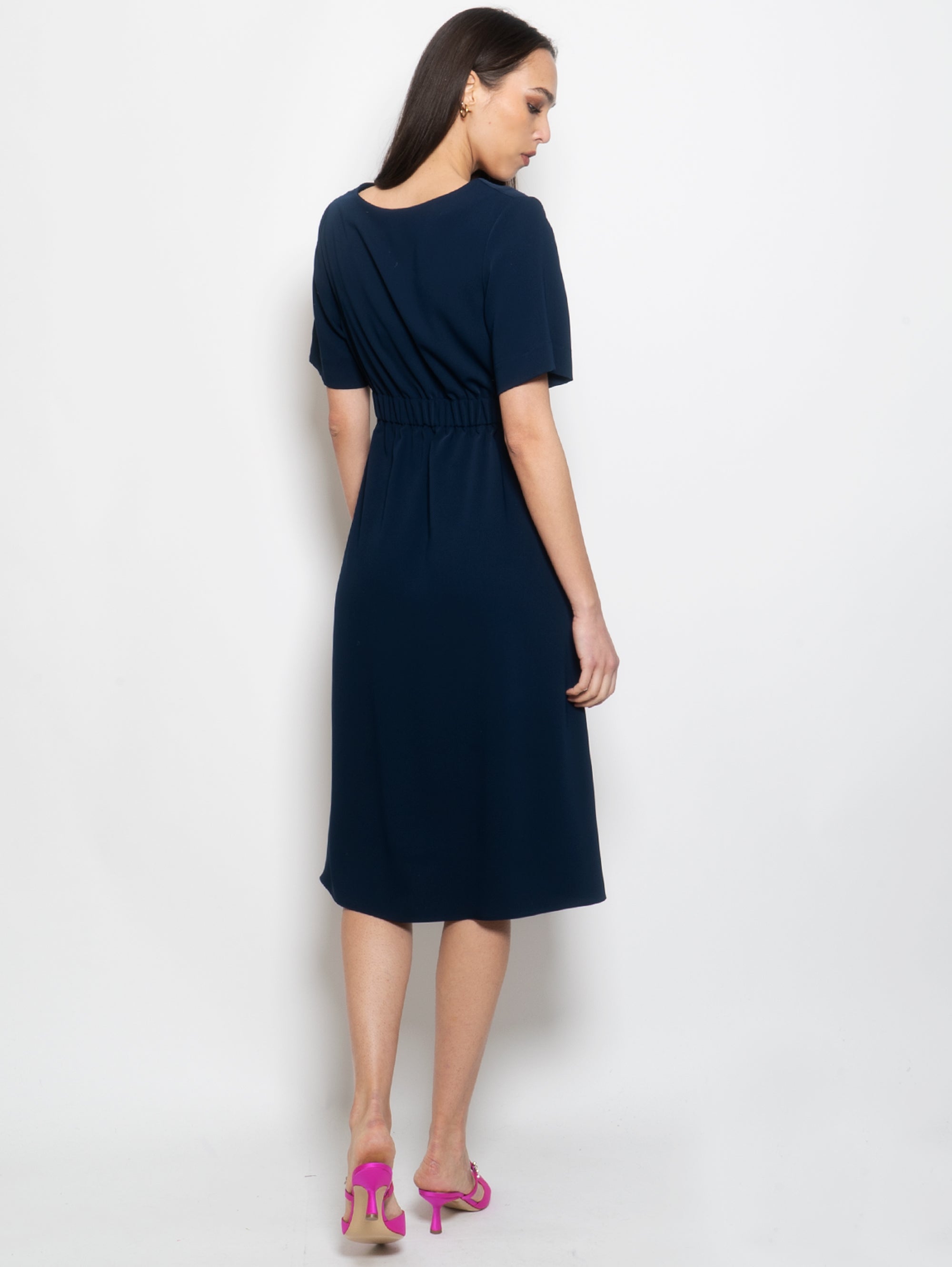 Midi Dress with Short Sleeves Blue