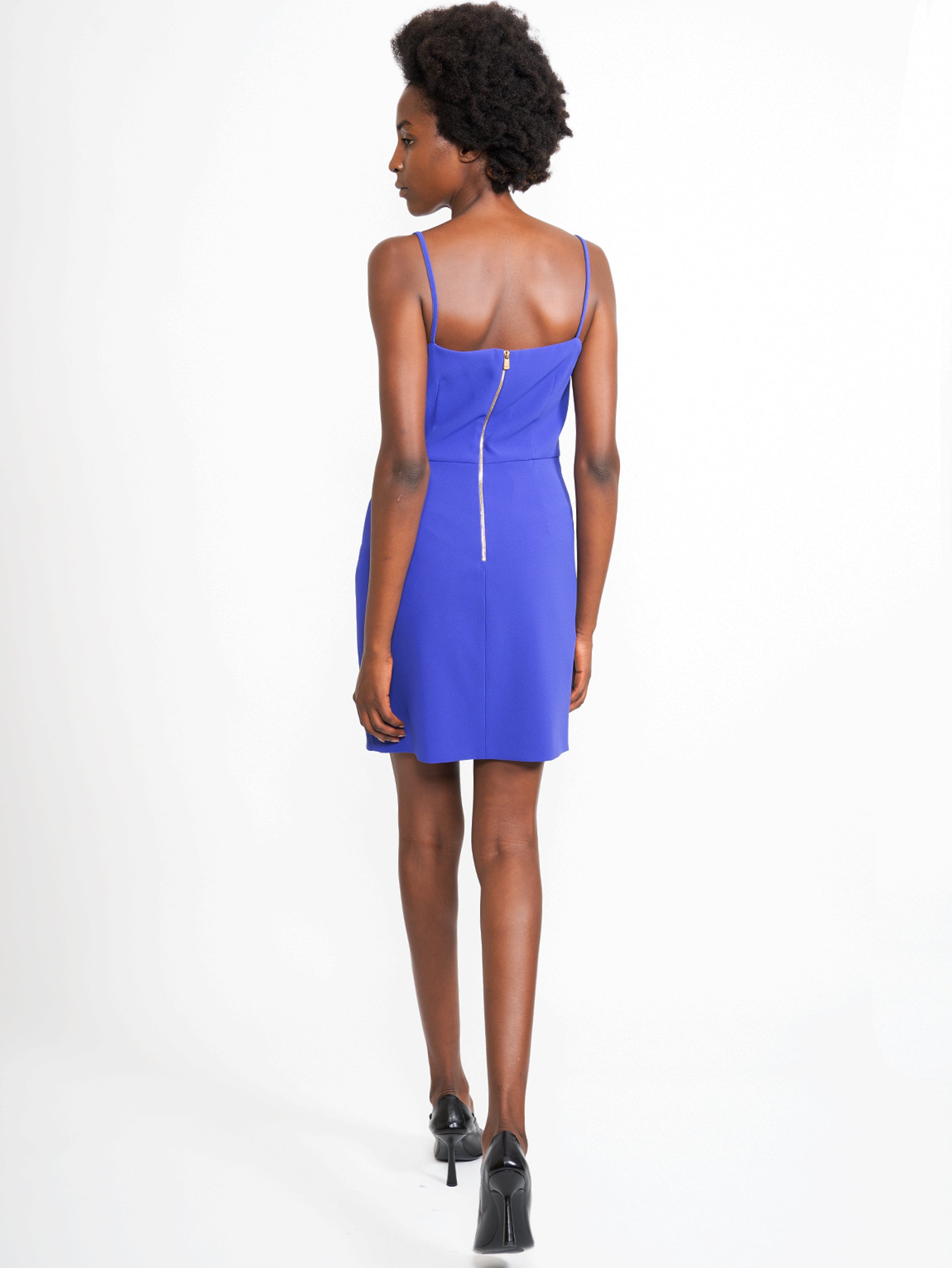 Short Blue Draped Dress