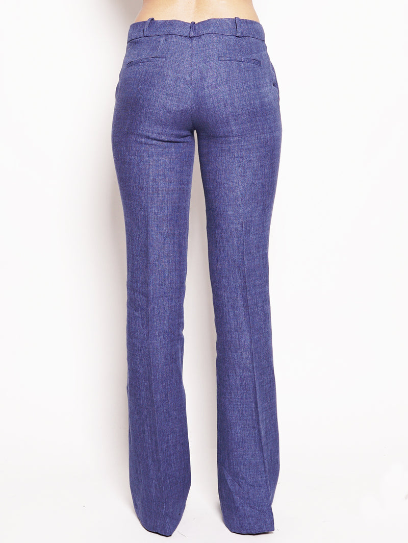 Pantalone in lino a zampa Blu Royal-Jeans-KILTIE-TRYME Shop