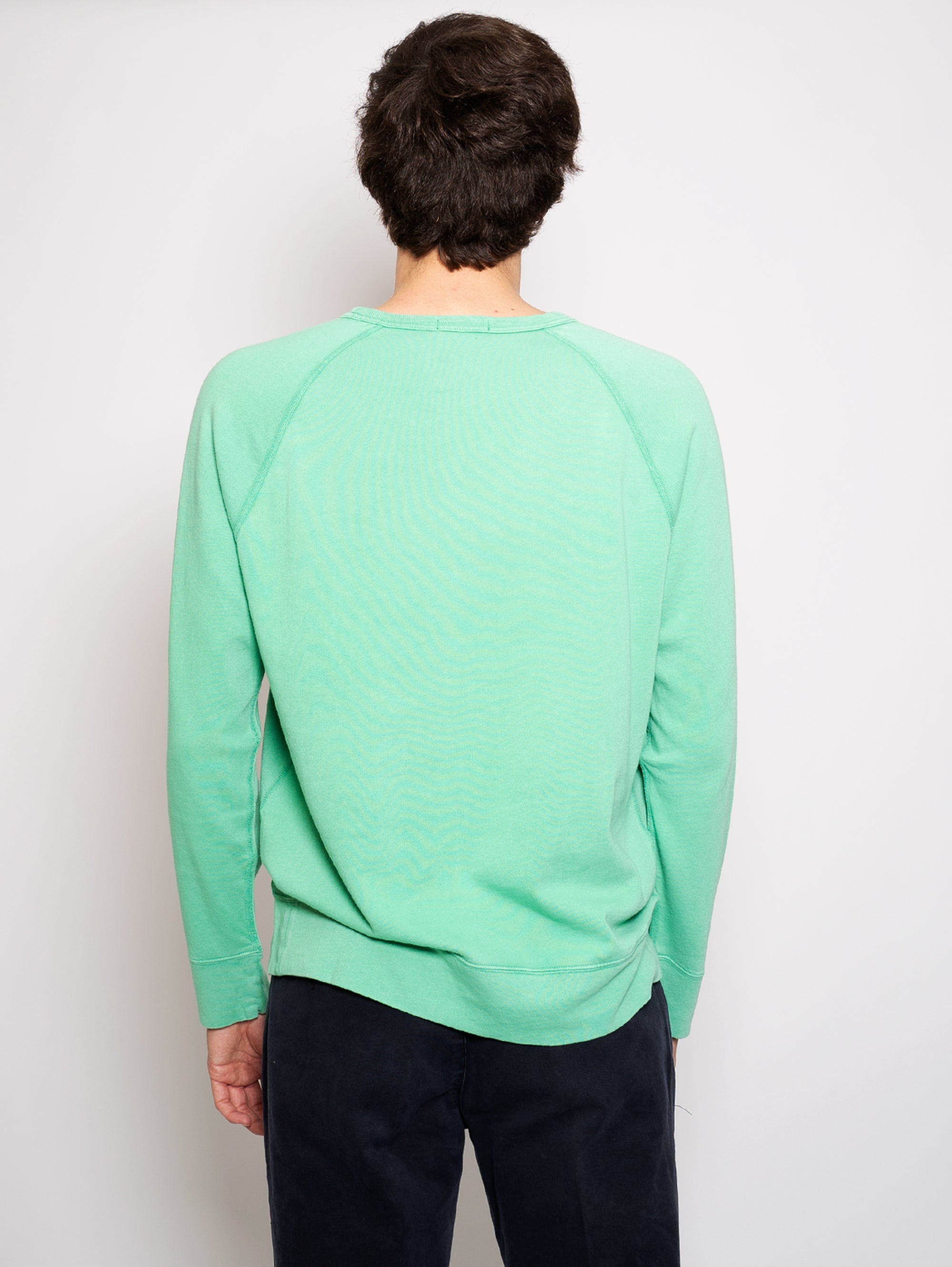 Green Crewneck Sweatshirt with Raglan Sleeves