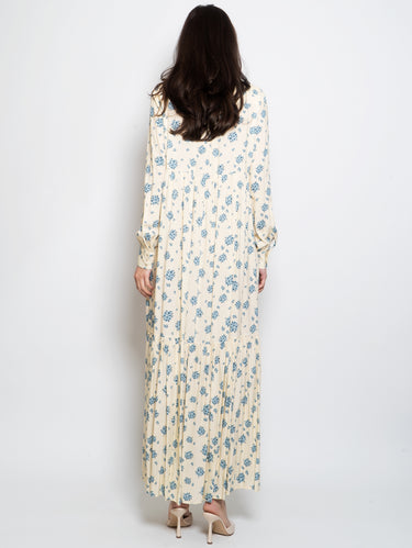Lange chemisier jurk met multicolor bloemenprint