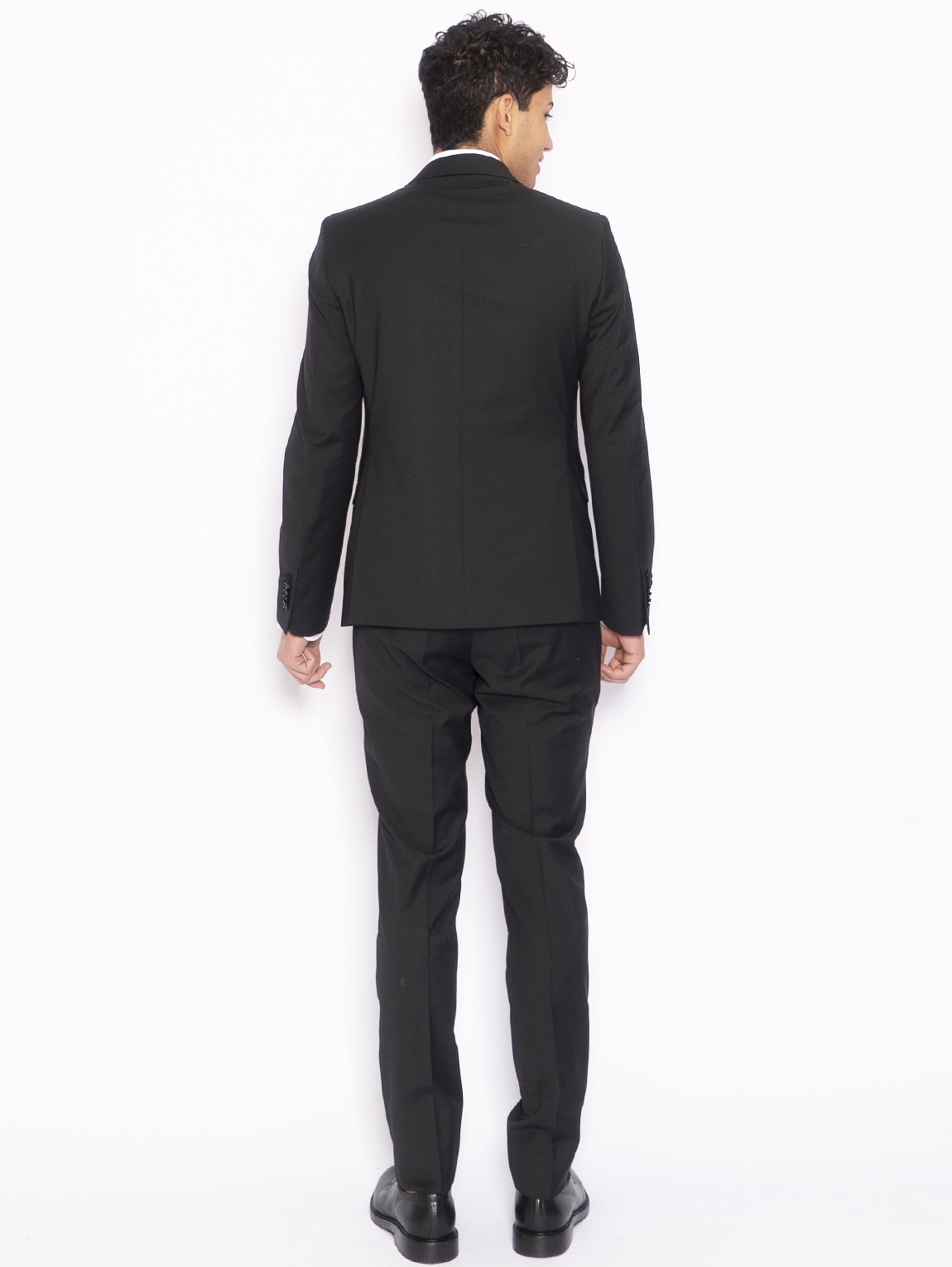Schwarzer Anzug aus Stretch-Wollmischung