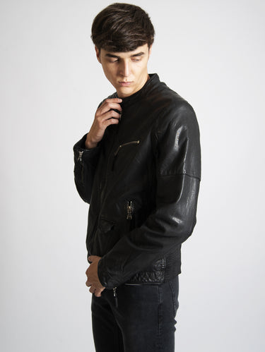 Black Washed Leather Jacket