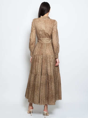 Robe-chemise avec imprimé géométrique cacao/sable