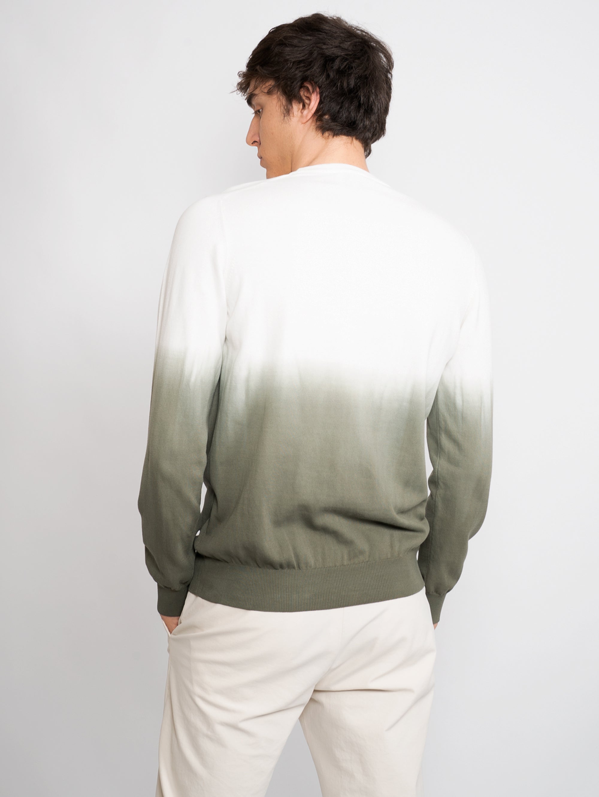 Weiß / Grüner Tie-Dye-Pullover