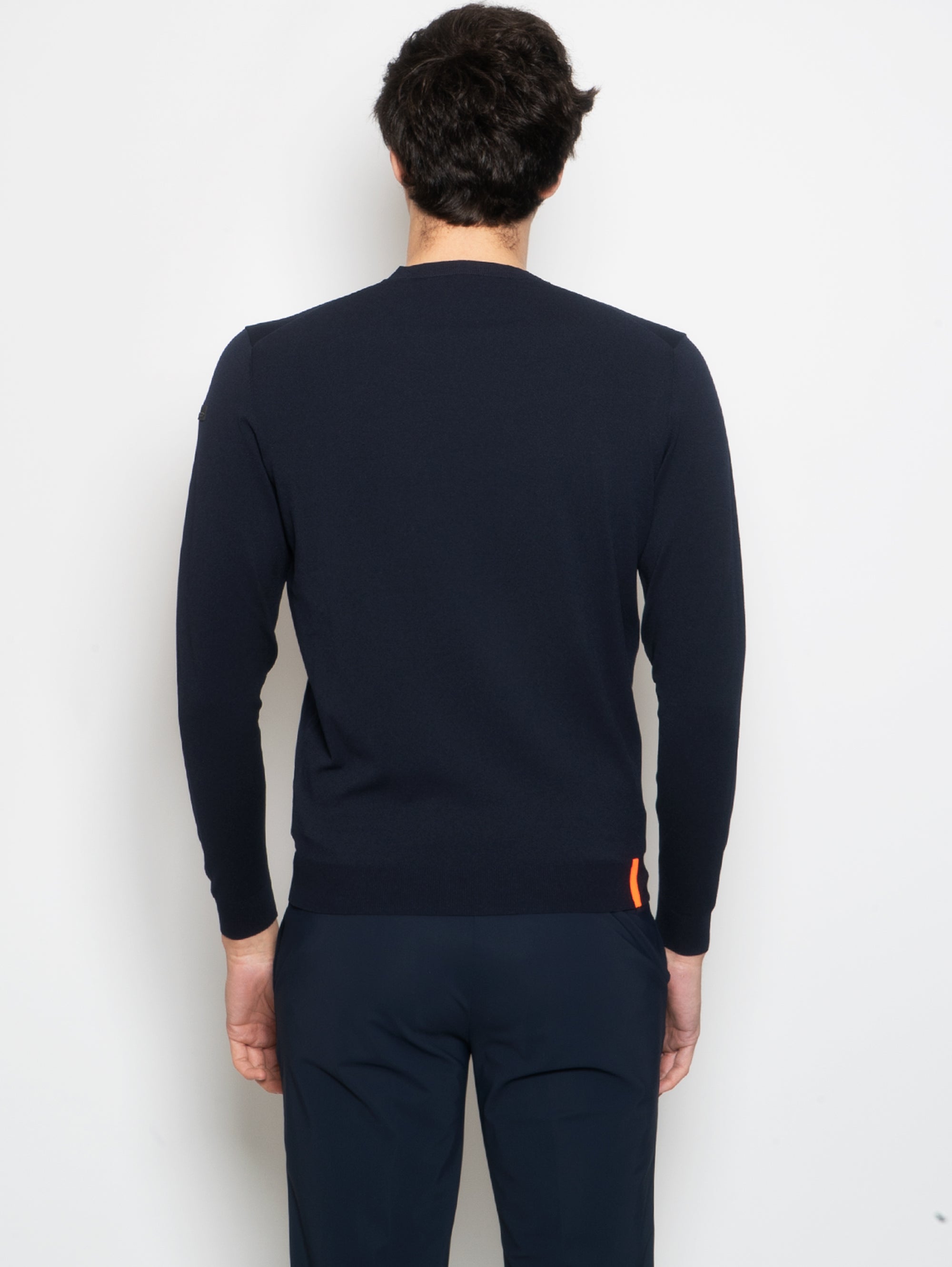Pullover mit Rundhalsausschnitt aus technischem Garn in Blau