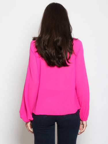 Camicia in Tessuto Goffrato Fucsia