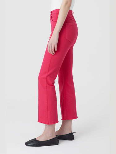Raspberry Pink High Waist Cropped Jeans
