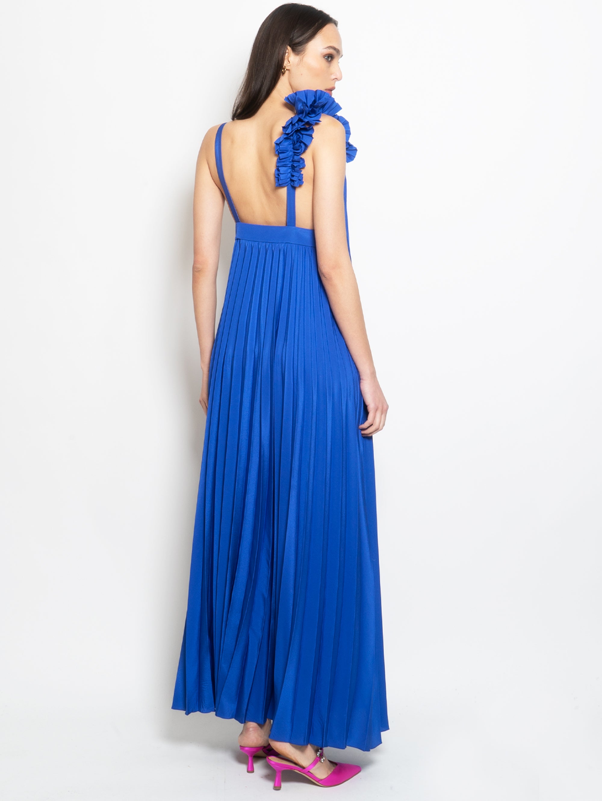 Bluette Plissiertes langes Kleid
