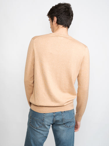Slim Fit Baumwollpullover Kamel