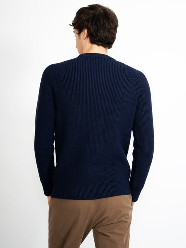 Midnight Blue English Rib Crew Neck Sweater