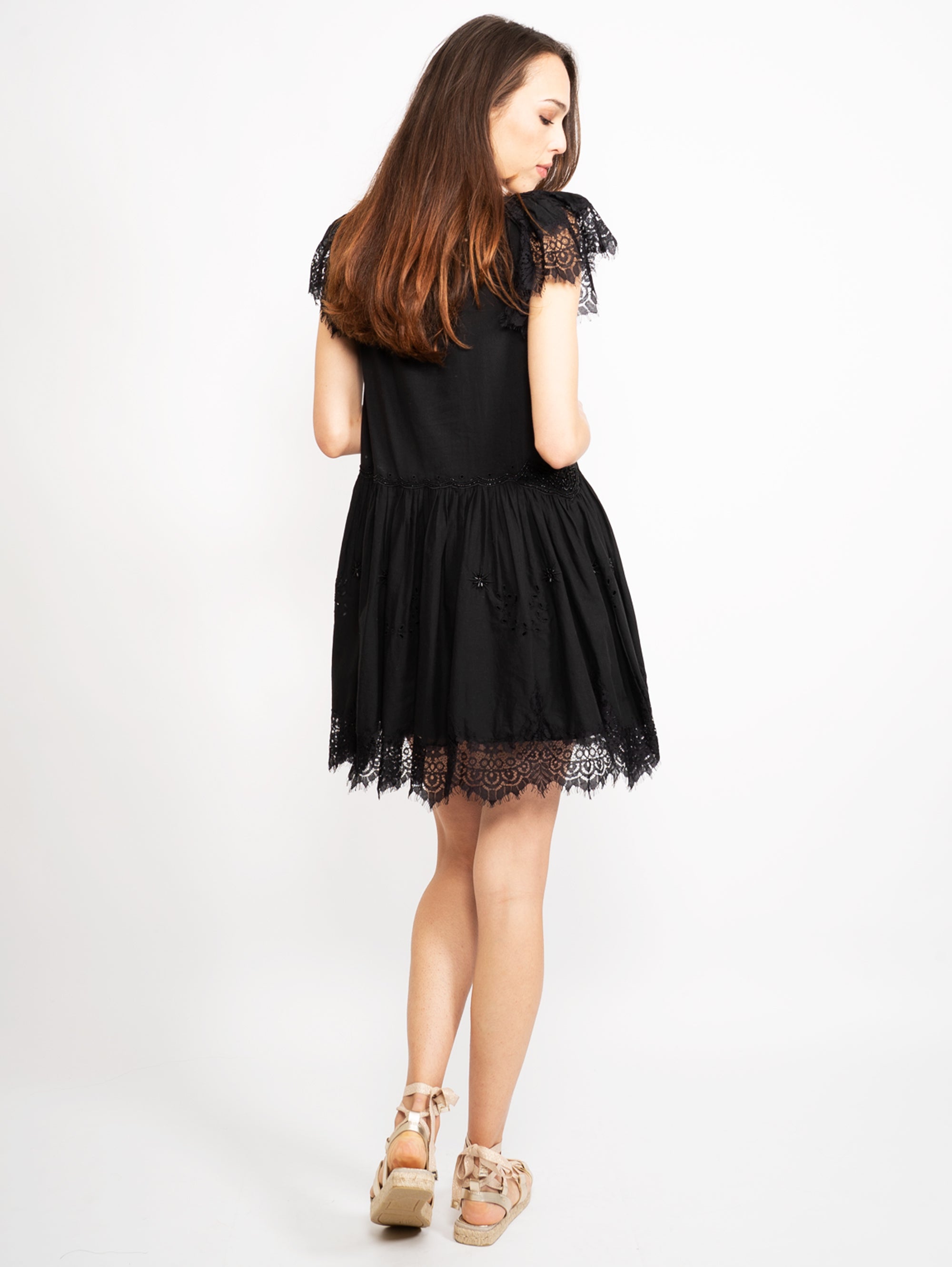 Black Embroidered Muslin Dress