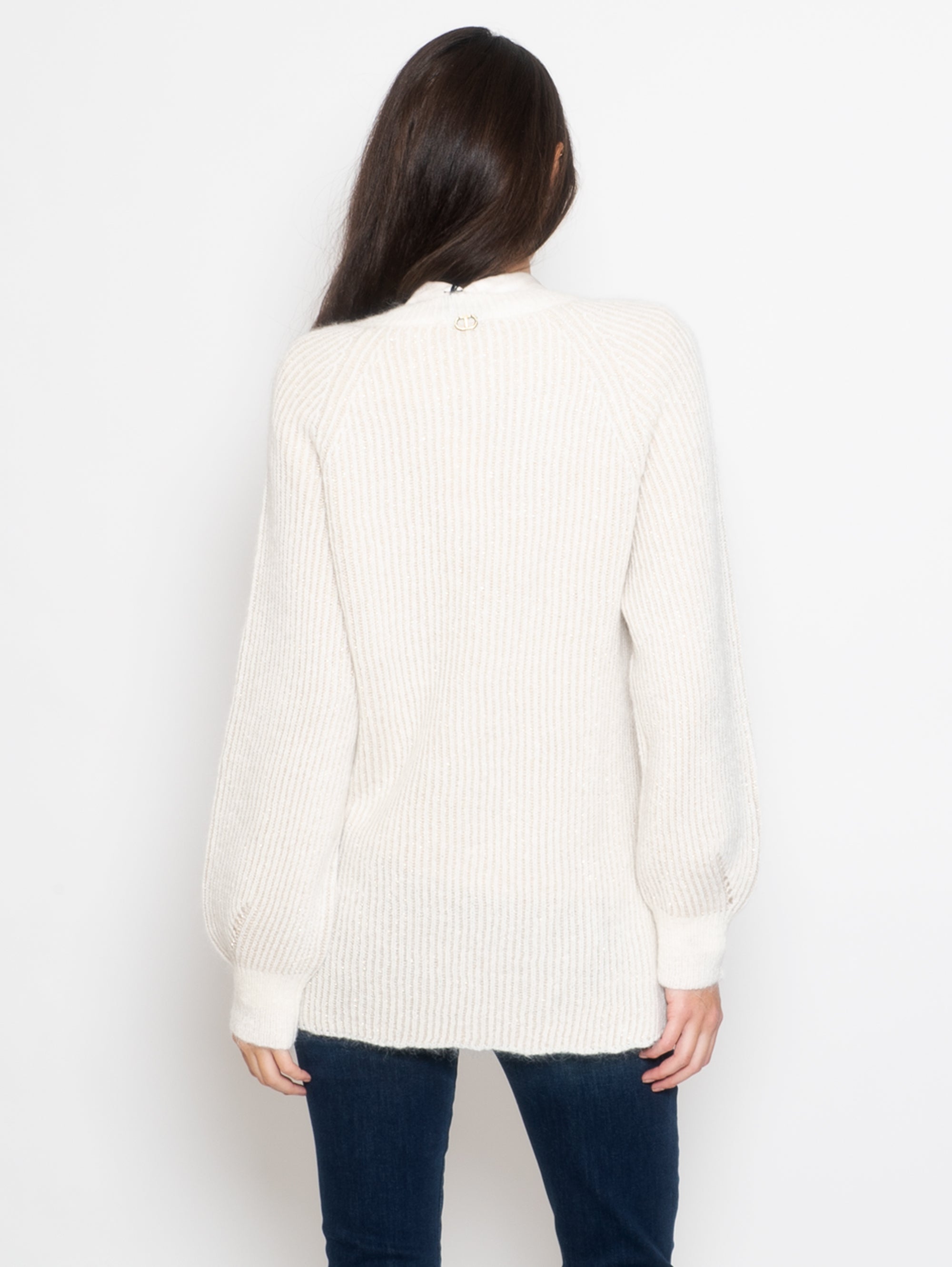 Ribbed Sweater with White Lurex