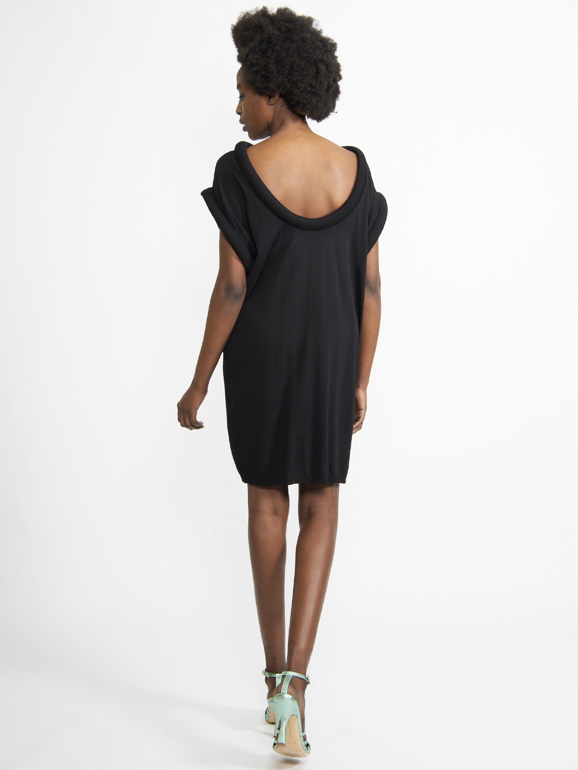 Knit Dress with Black Padded Profiles