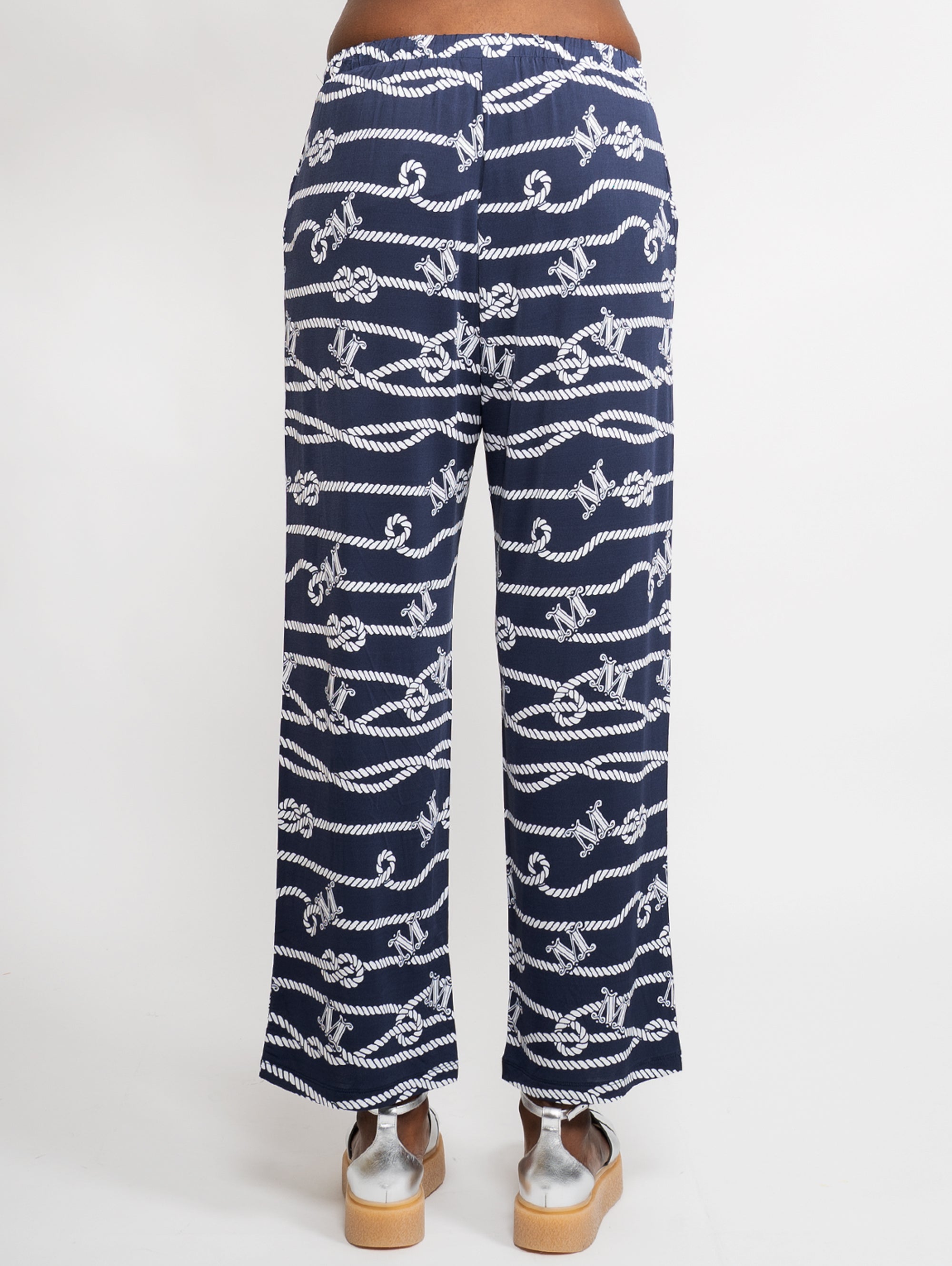 Pantaloni in Viscosa Stampato Blu