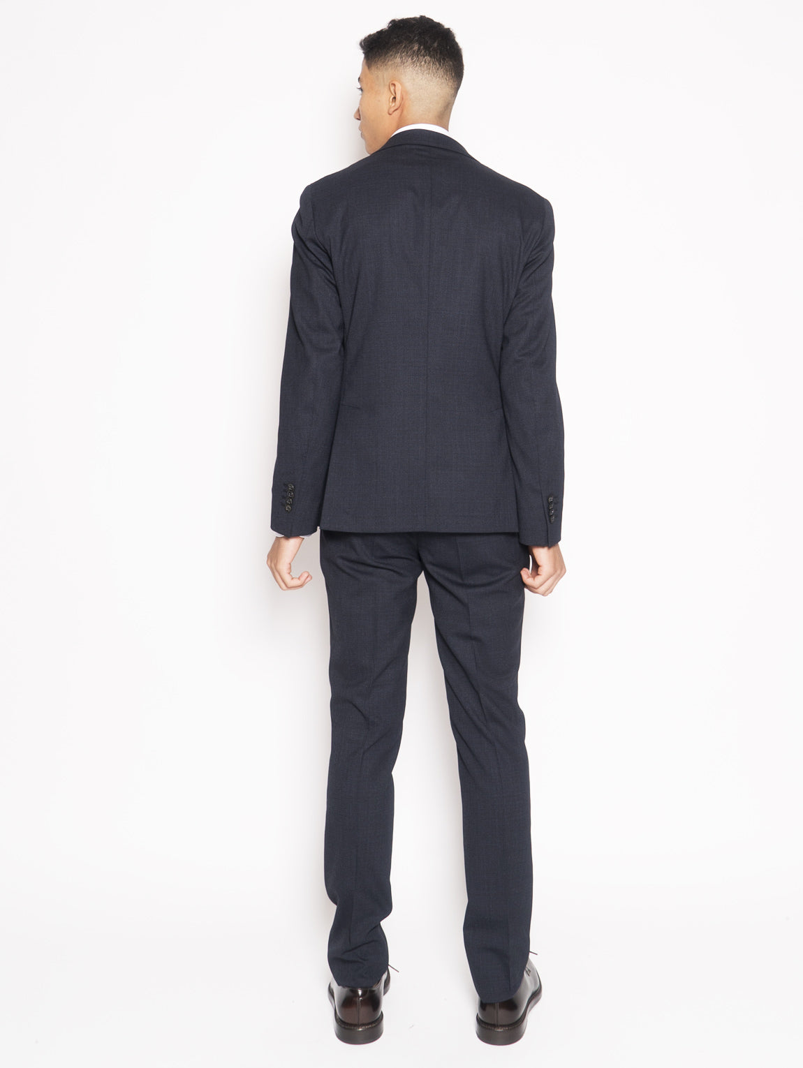 Blue unstructured wool blend suit
