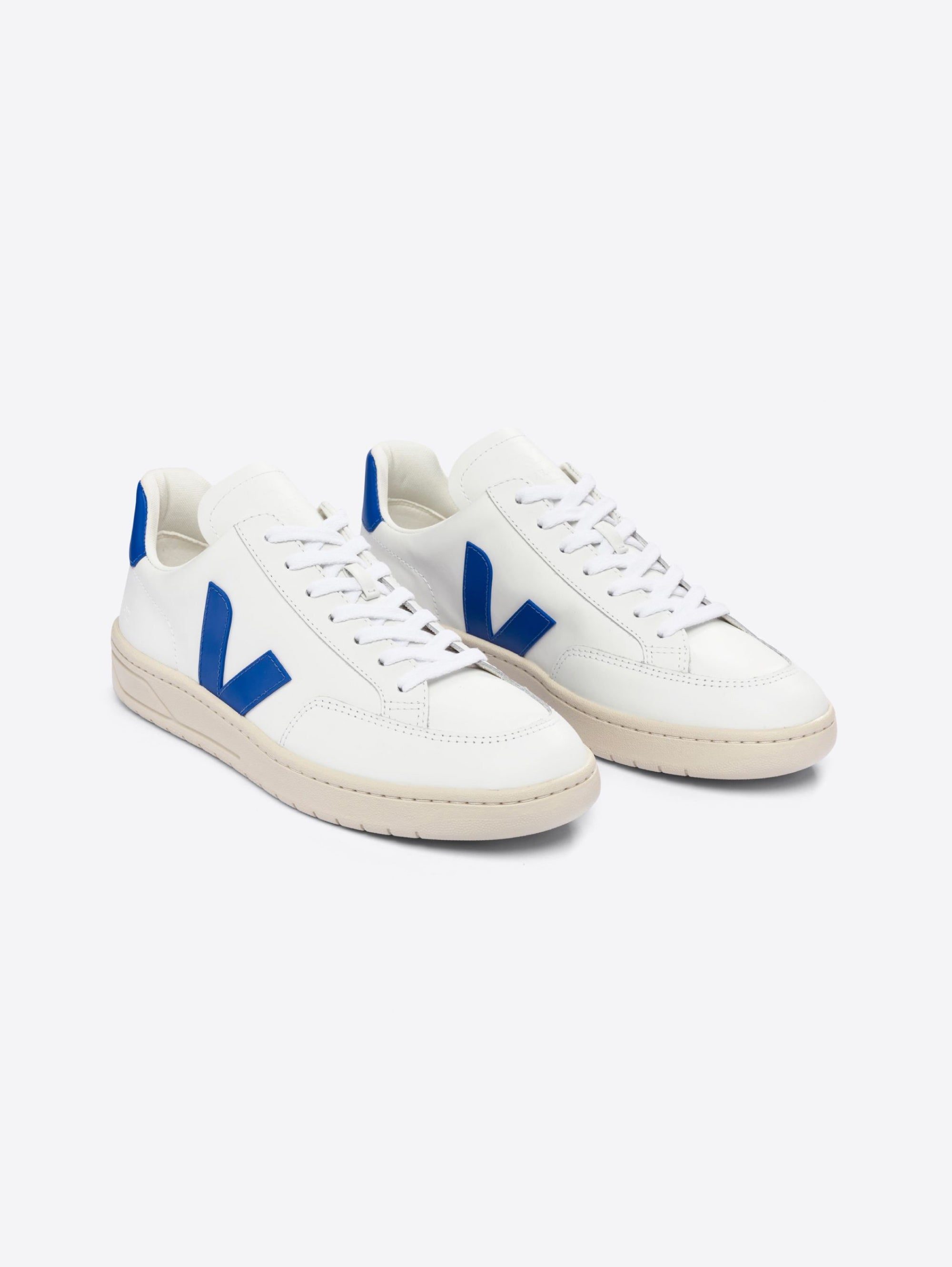 V-12 White/Blue Sustainable Leather Sneakers for Men