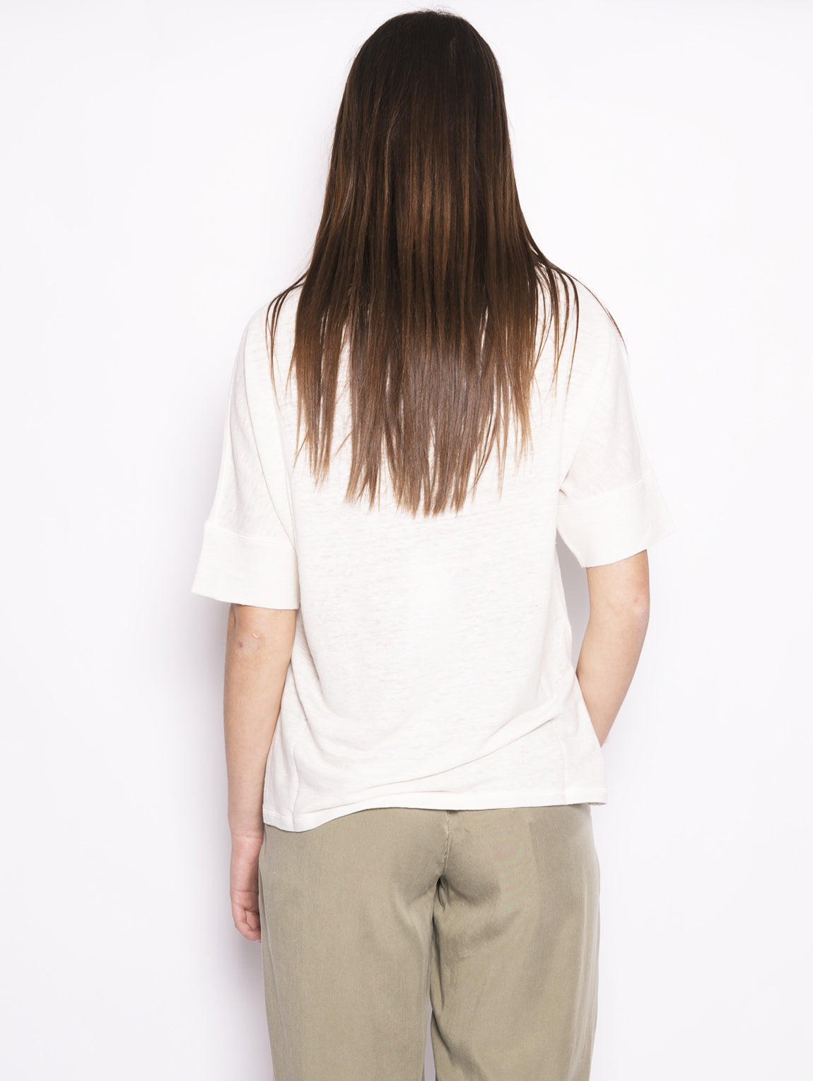 W's Slub Jersey Ss - T-shirt in lino Bianco-T-shirt-WOOLRICH-TRYME Shop