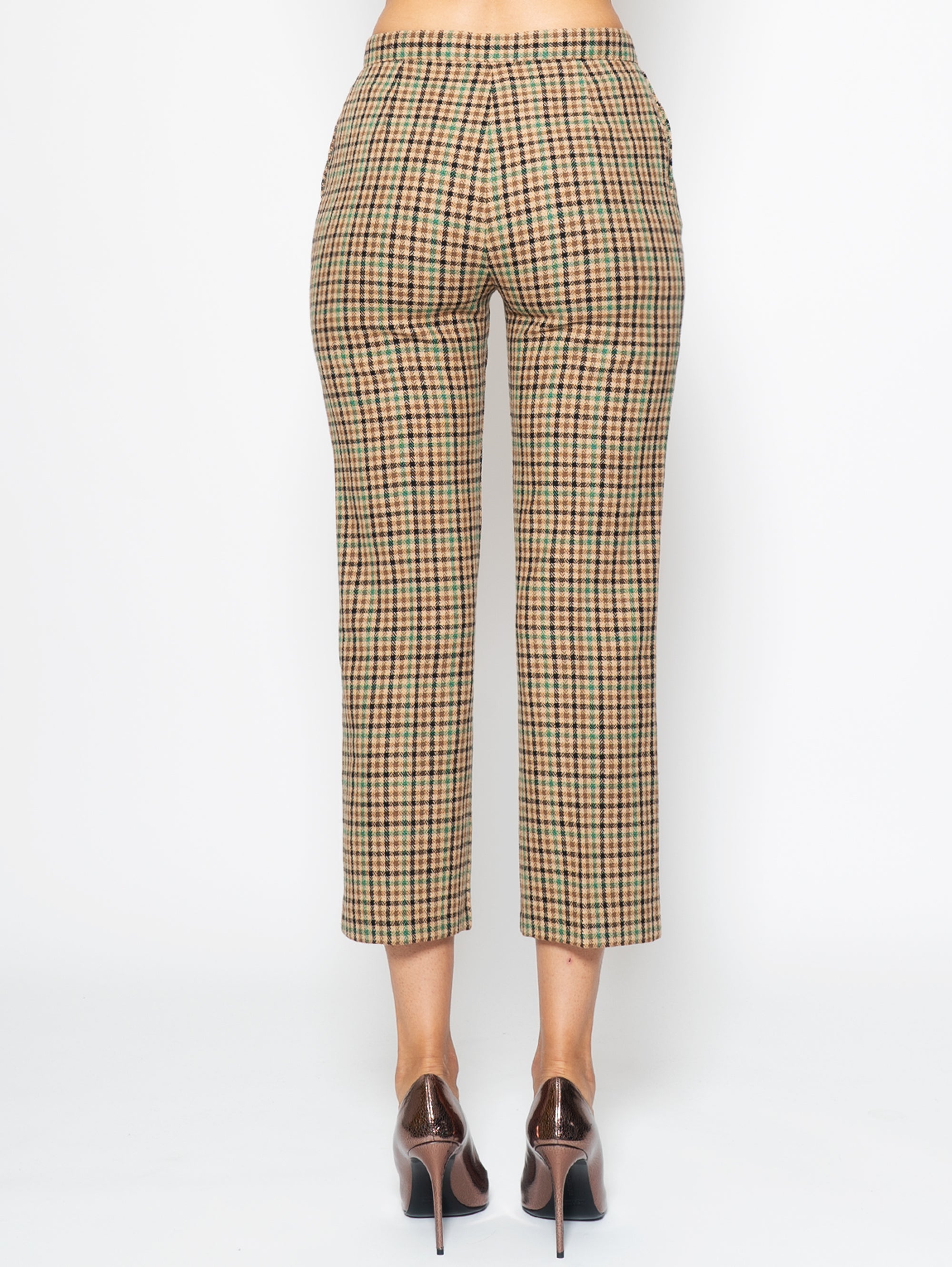Multicolor Check High Waist Trousers