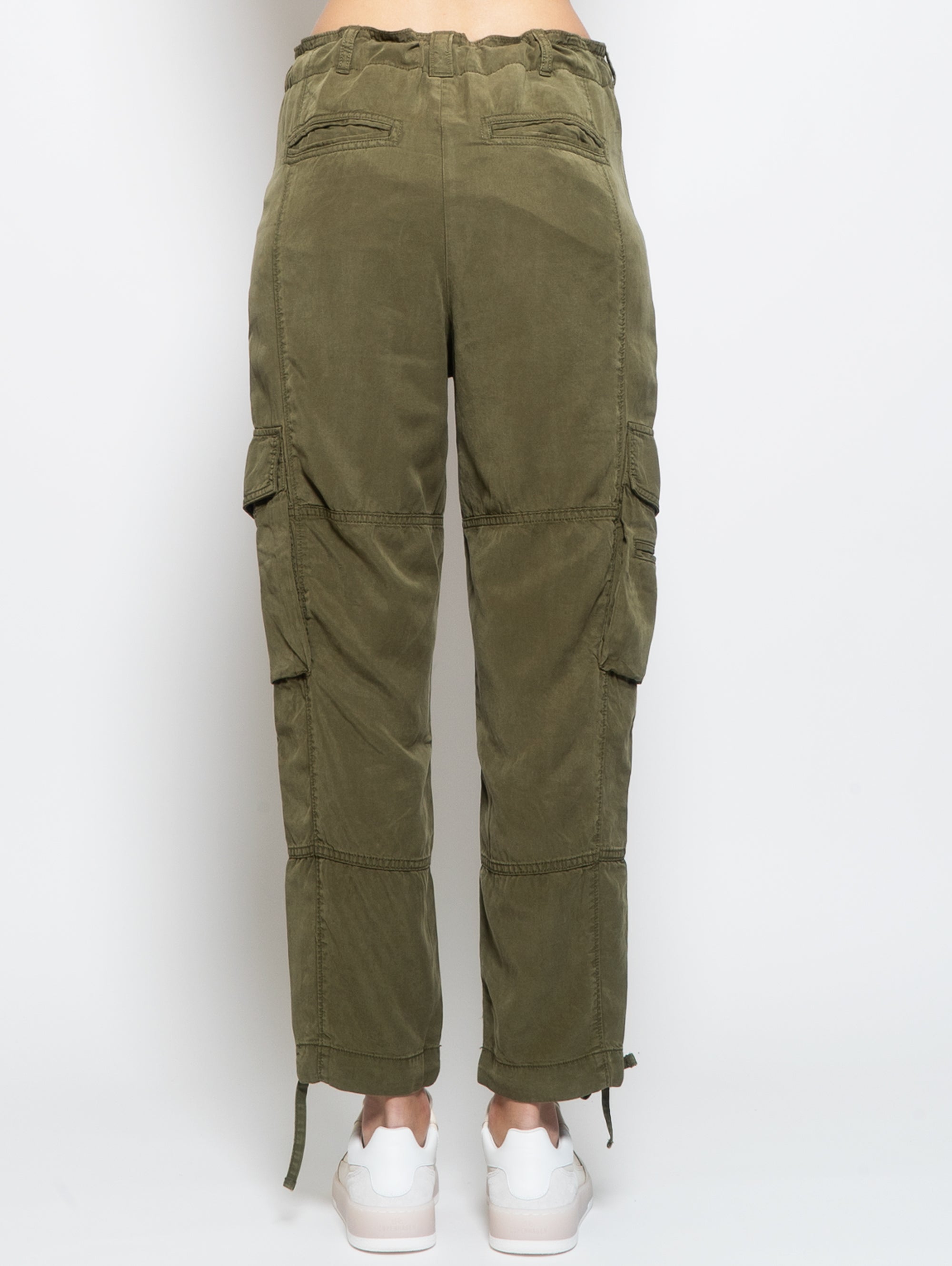 Cargo Pants with Olive Green Linen Blend Belt