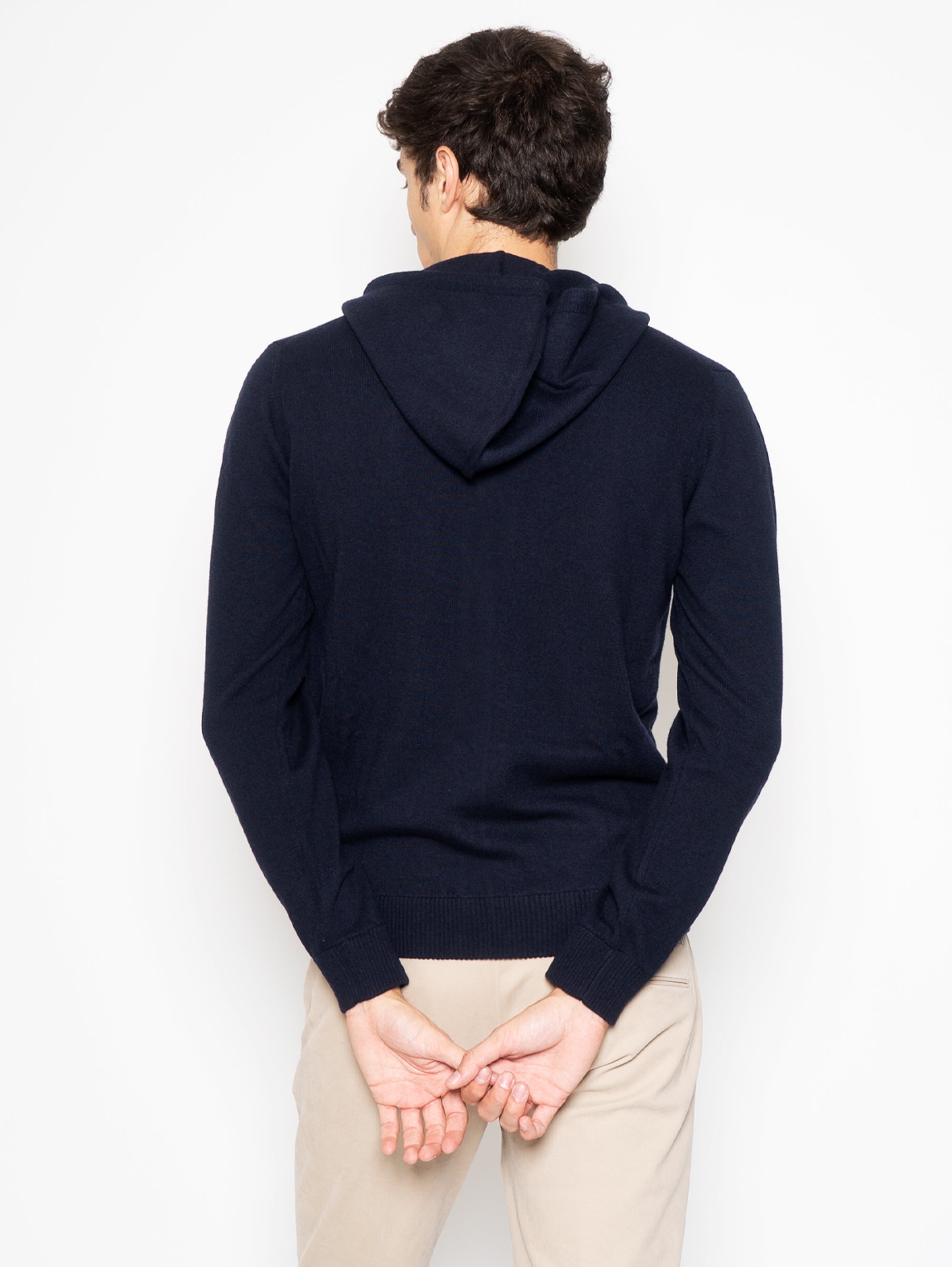 Hooded Sweater with Night Blue Zip
