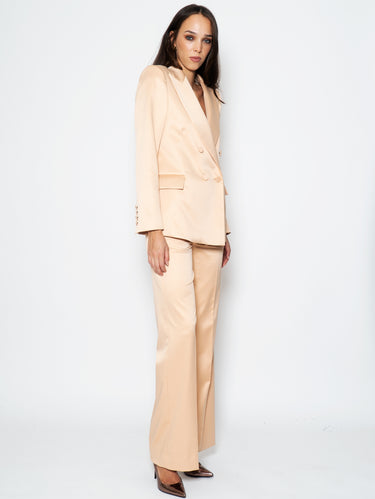 Champagne Stretch Satin Pants