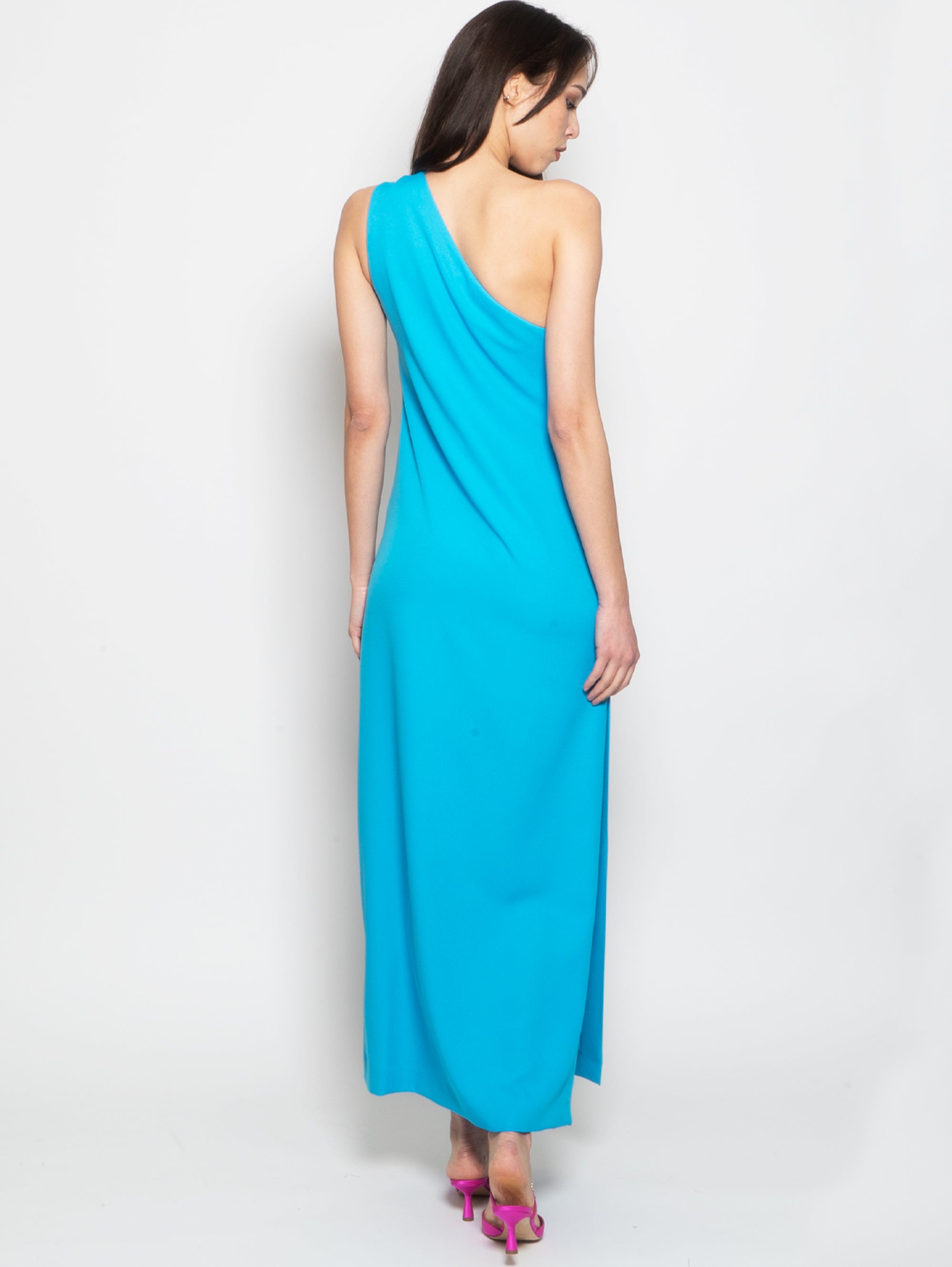 Turquoise One Shoulder Long Dress