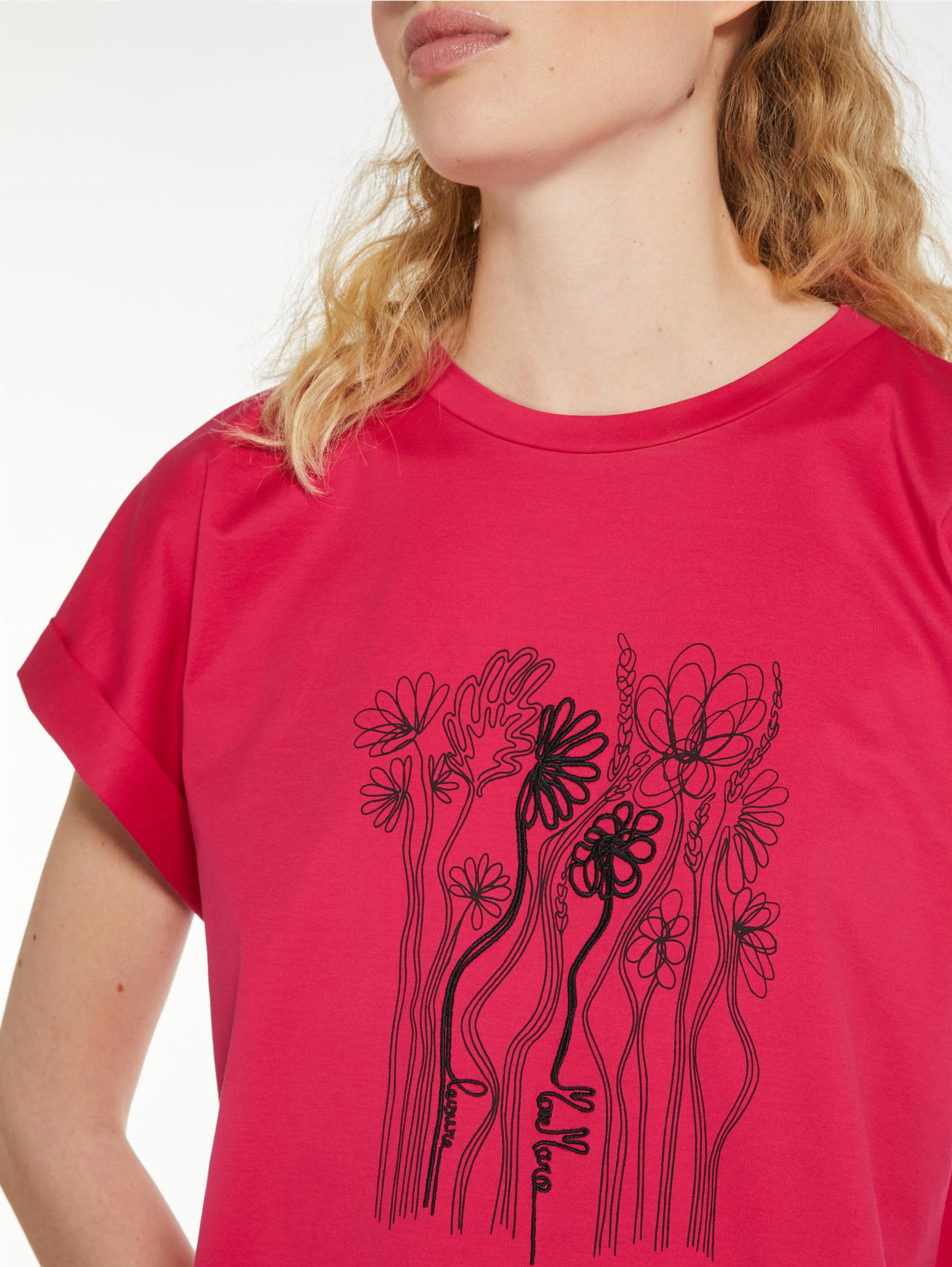 T-shirt con Macro Stampa Fucsia