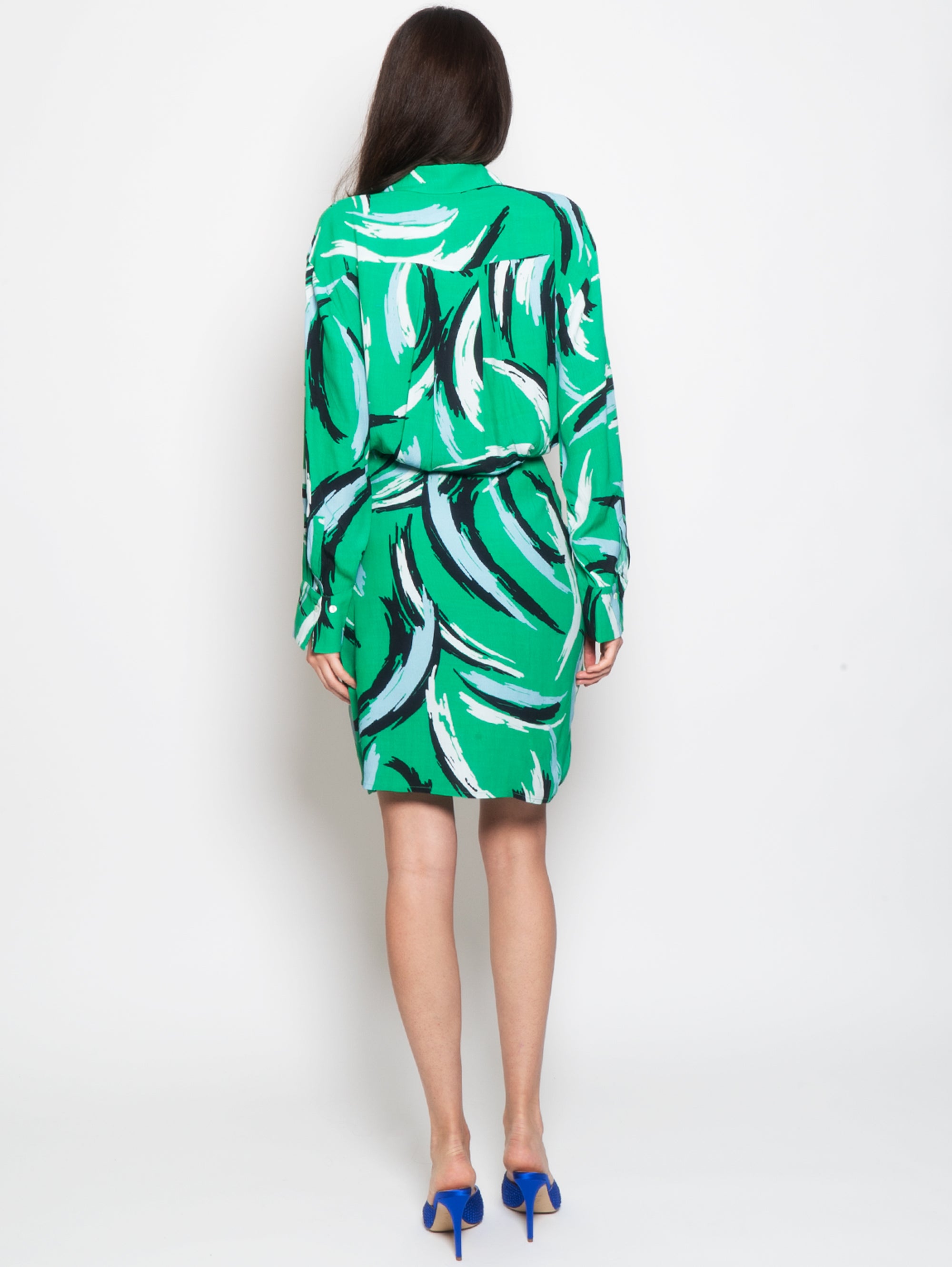 Midi Dress with Green Graphic Print