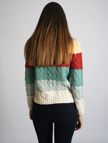 Multicolor Cable Knit Turtleneck