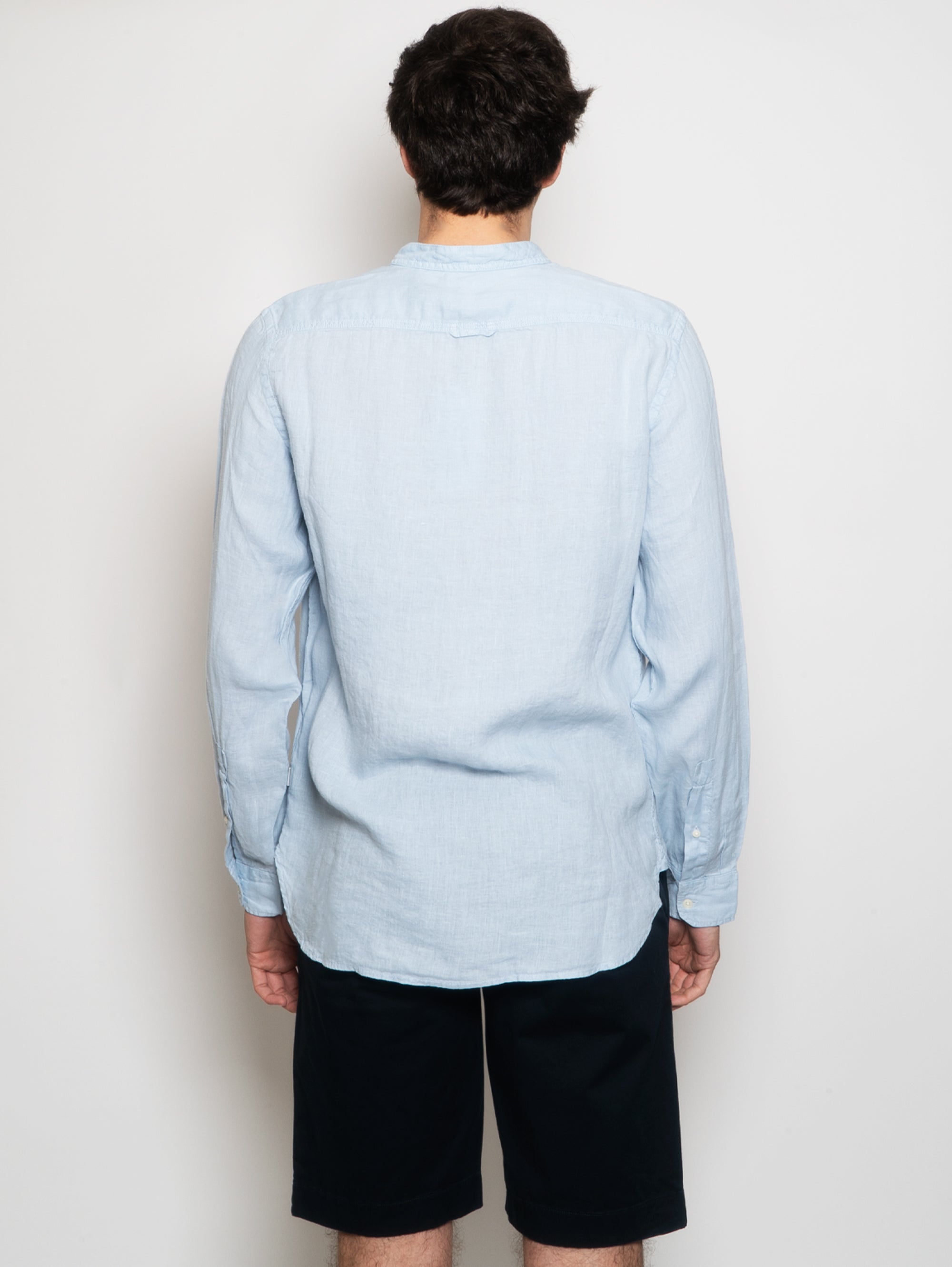Light Blue Linen Korean Shirt