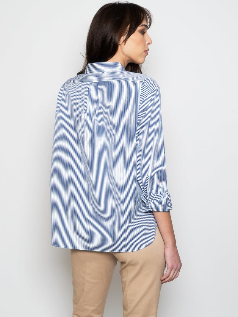 Camicia a Righe Oversize Bianco/Blu
