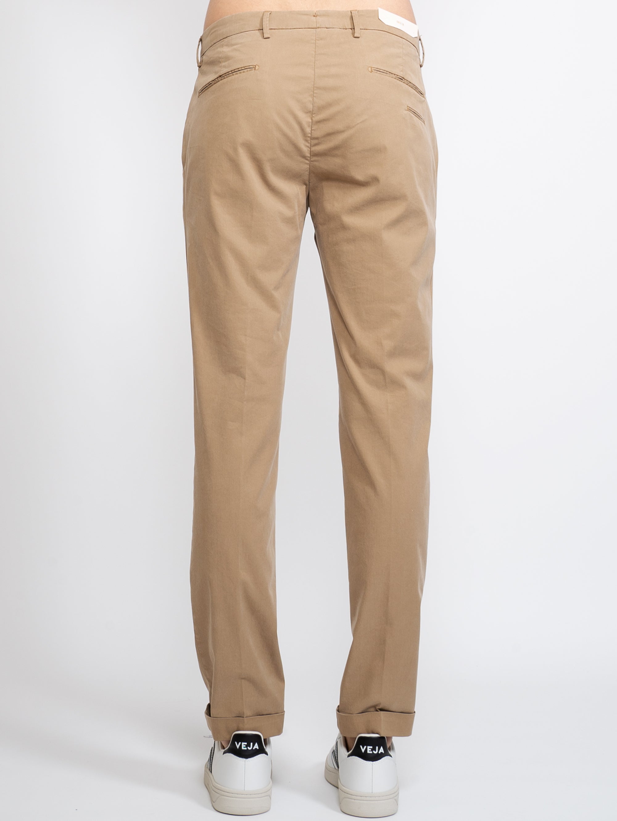 Beige Cotton Blend Drill Pants