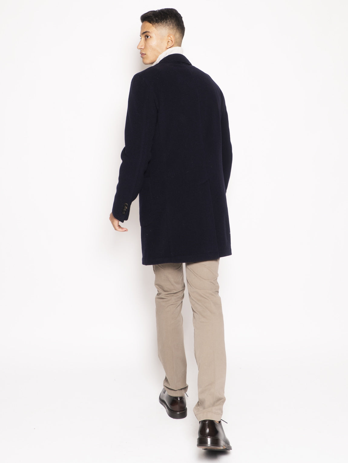 Blue unlined wool blend coat