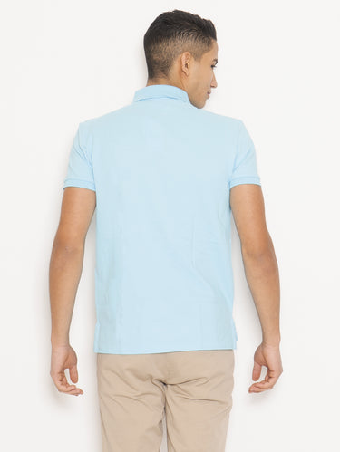 Polo en piqué de coton coupe slim bleu