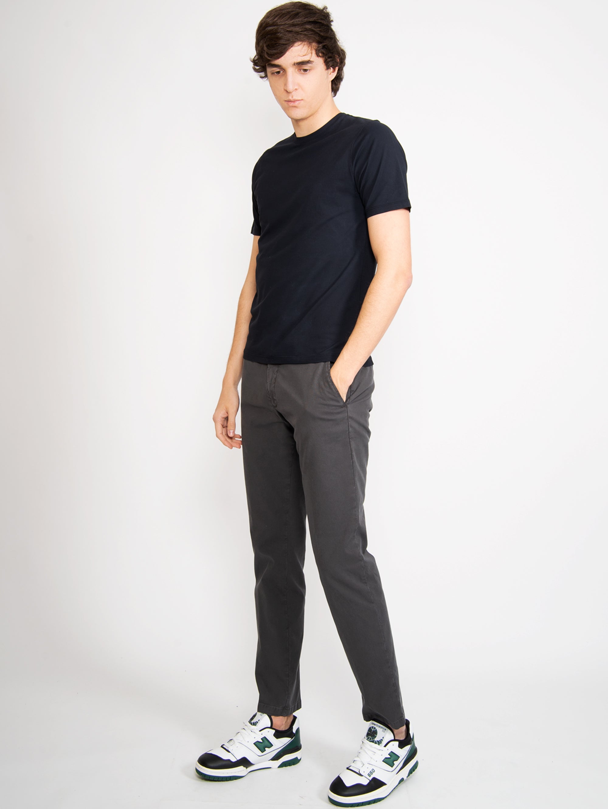 Gray Woven Cotton Trousers