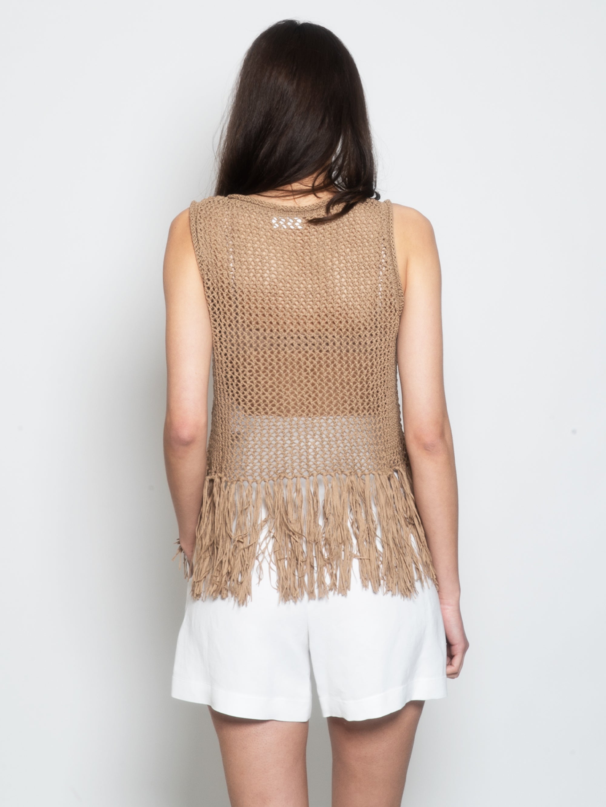 Crochet Knit Top with Sand Fringes
