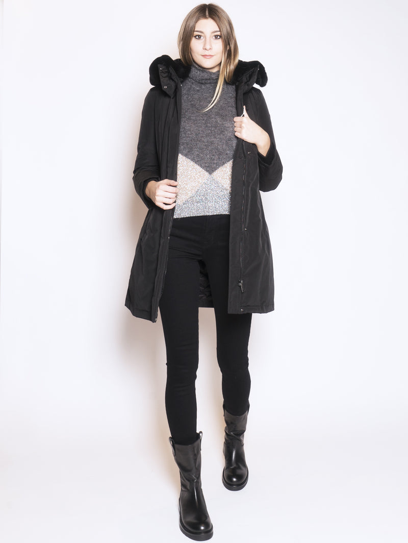WOOLRICH-Cappotto imbottito in ramar Nero-TRYME Shop