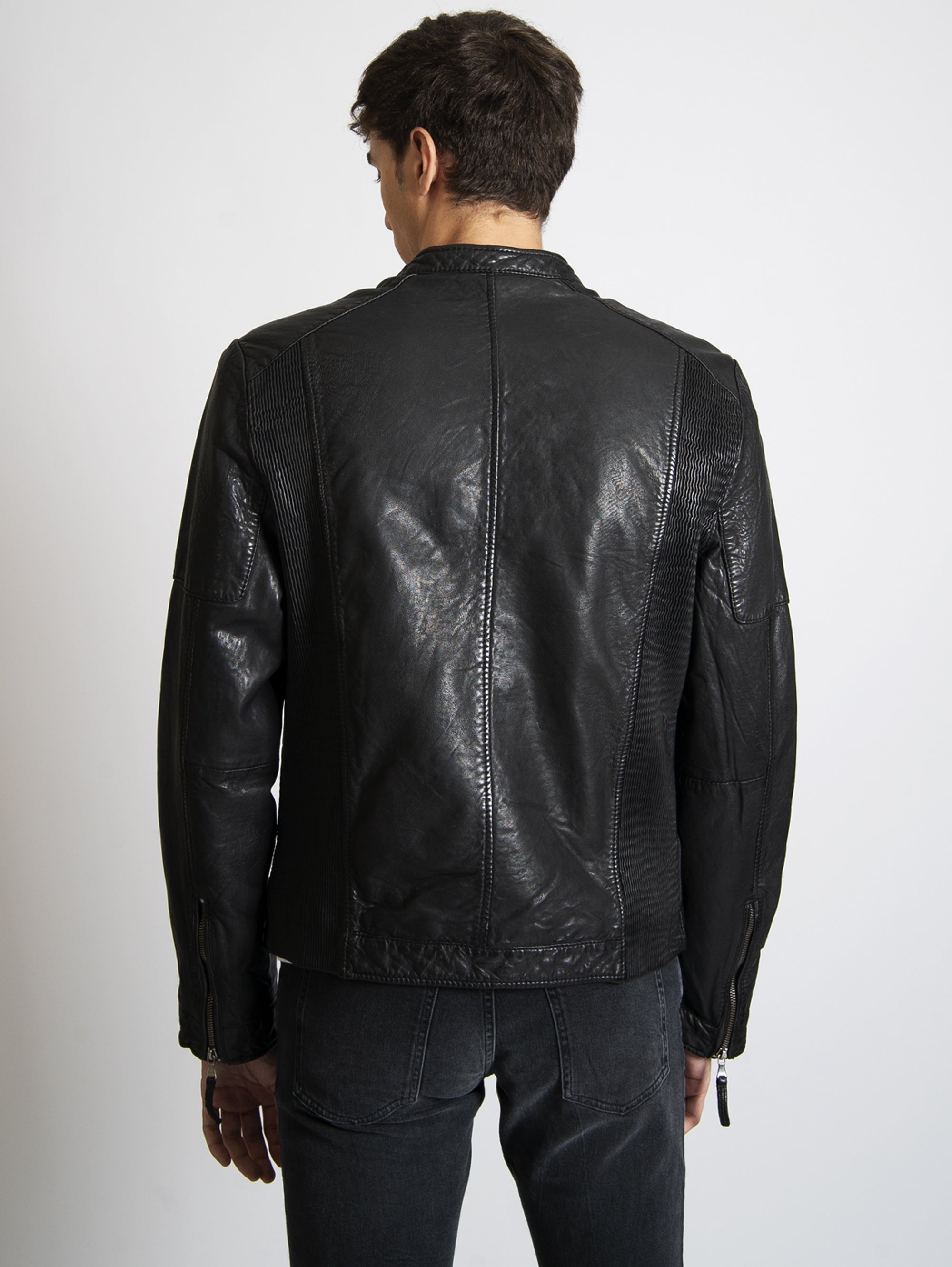 Black Washed Leather Jacket