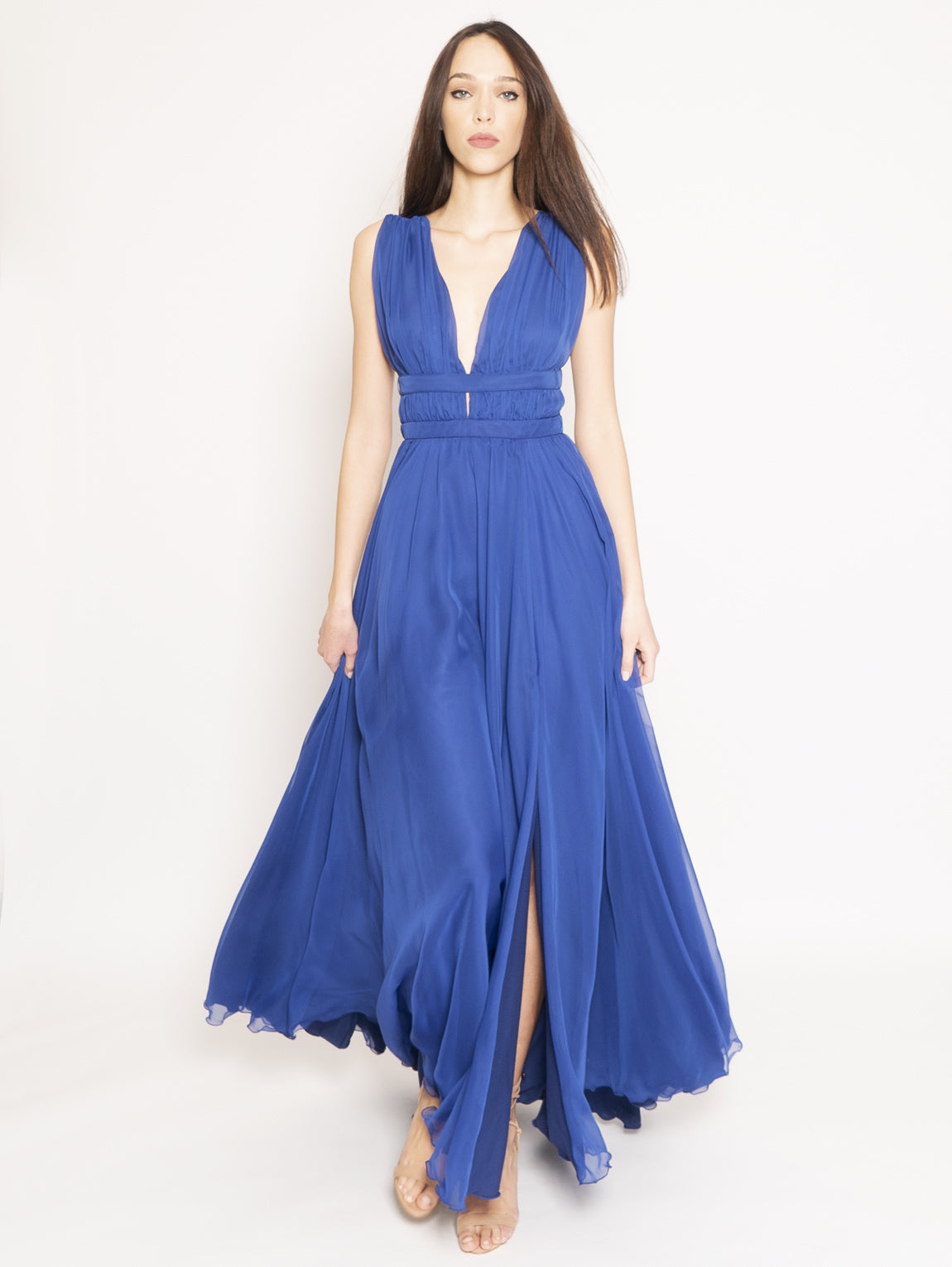 Langes Kleid im Empire-Stil Blau