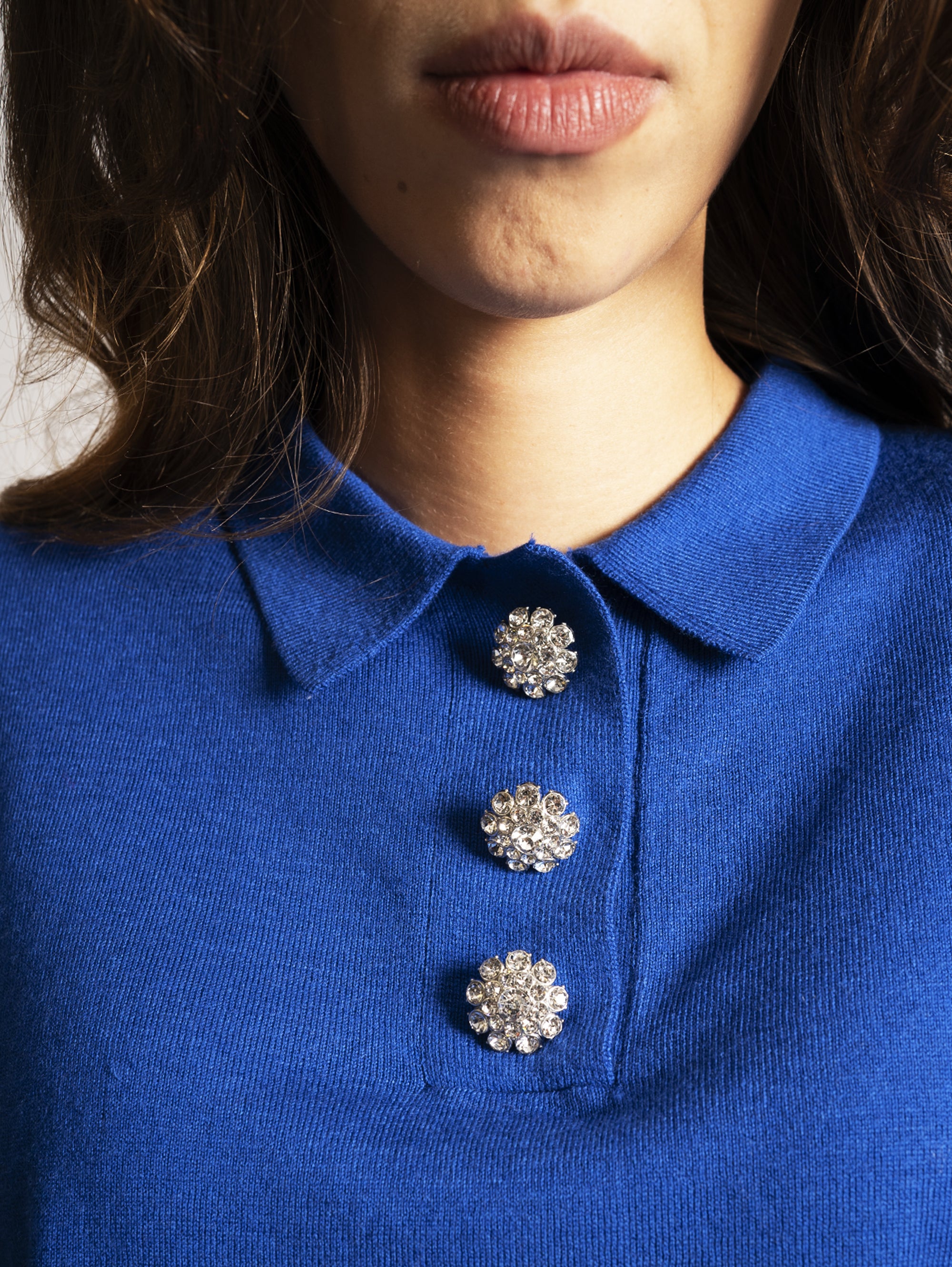 Klein Blue Jewel Button Sweater