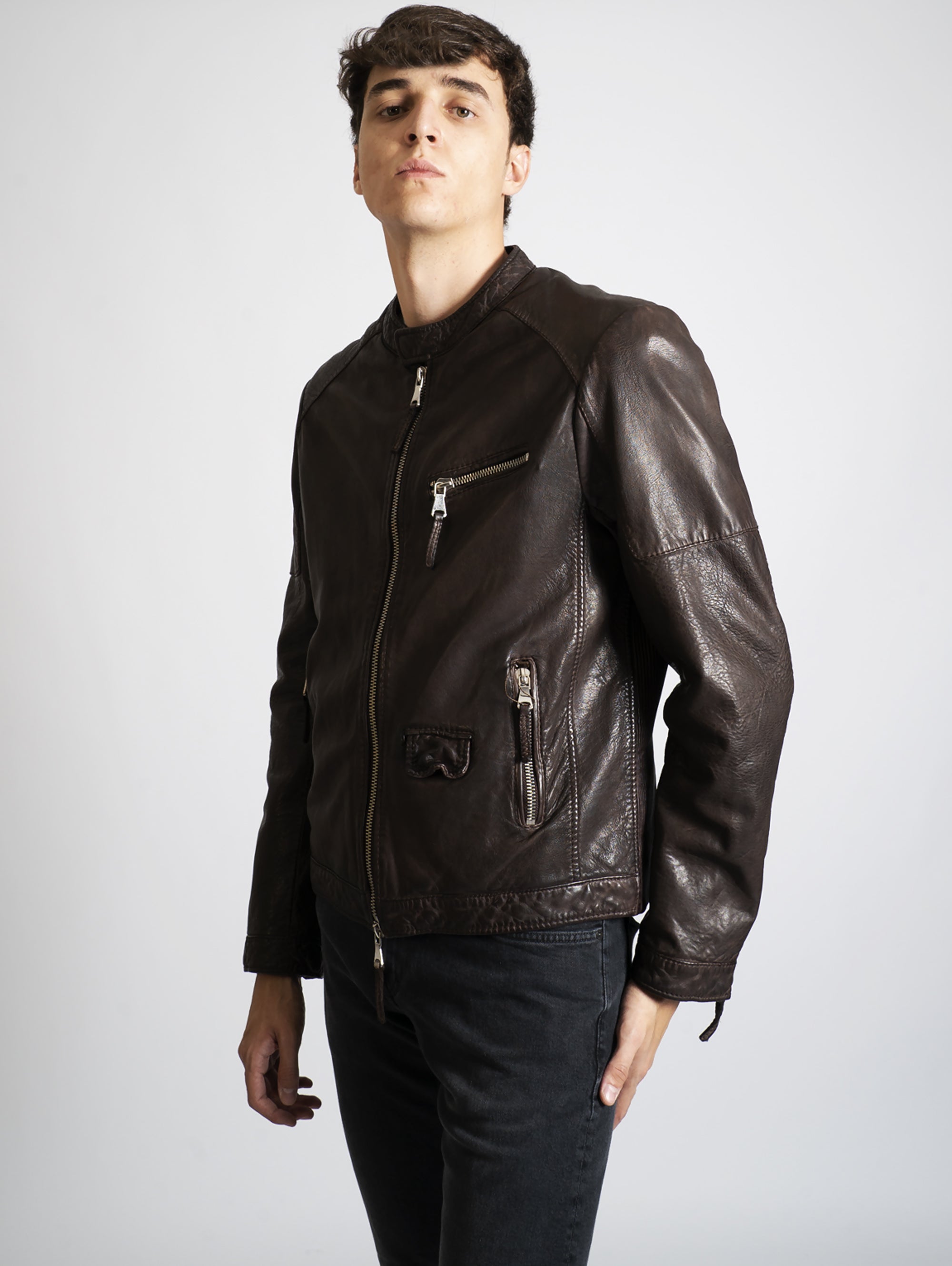 Brown Washed Leather Jacket