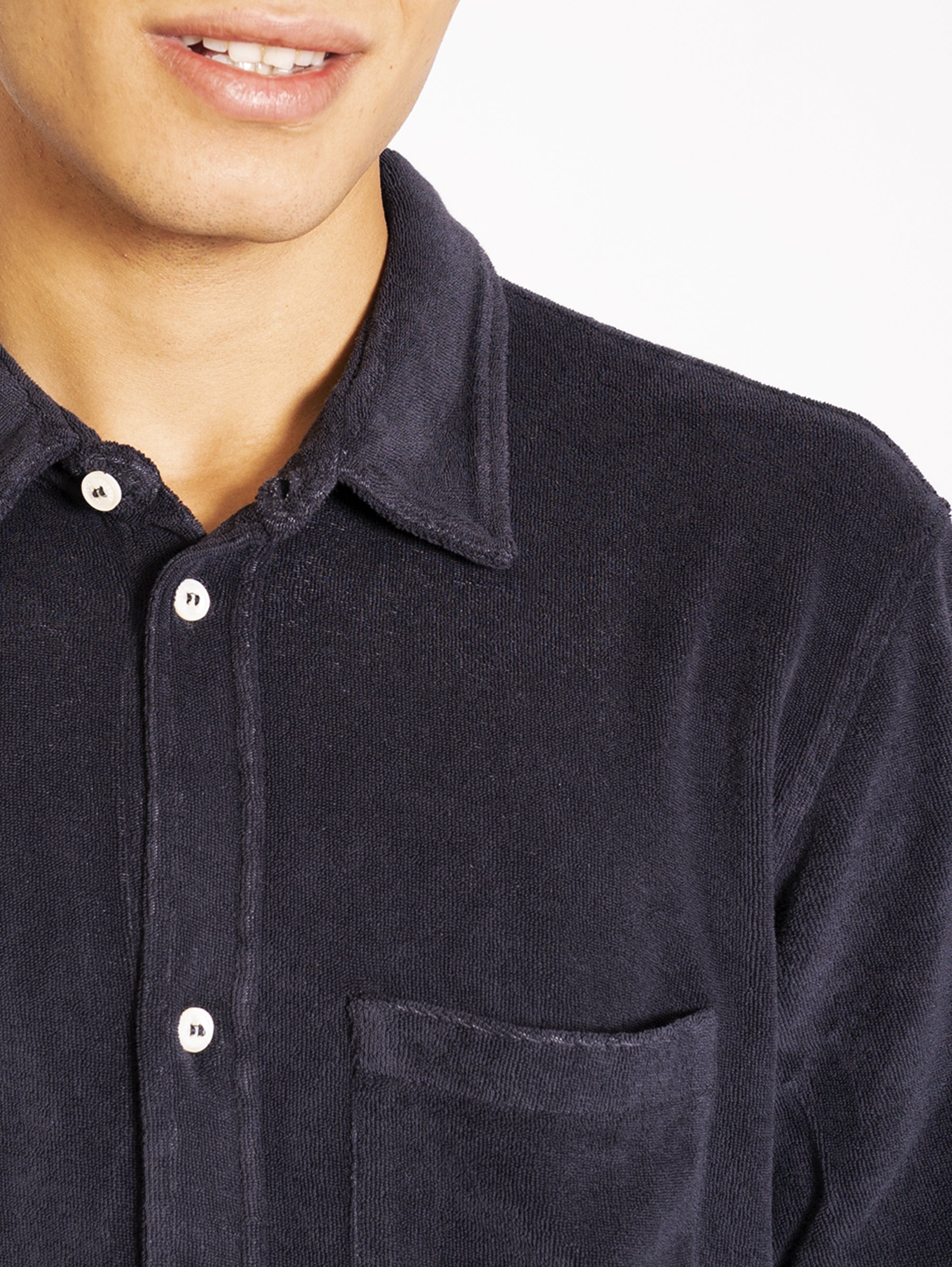 Camicia Maniche Corte in Spugna Dark Blu