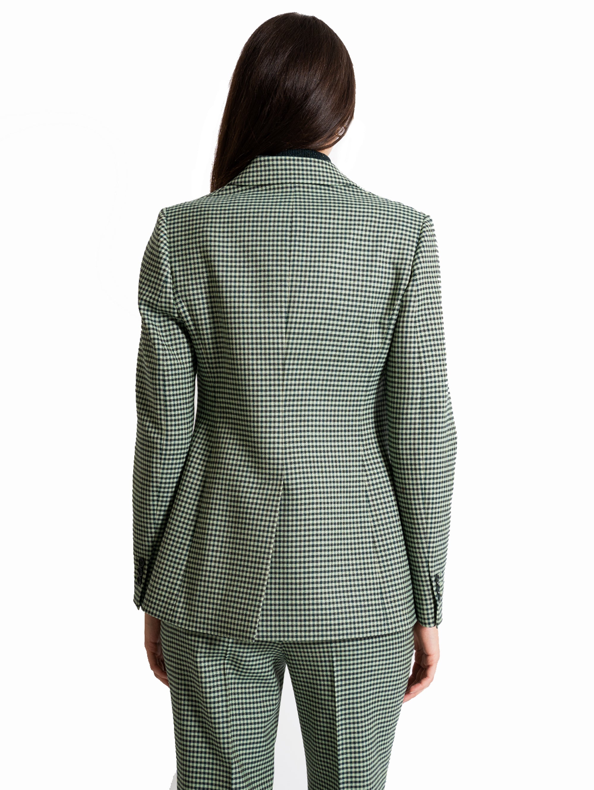 Green Houndstooth Single Breasted Jacket