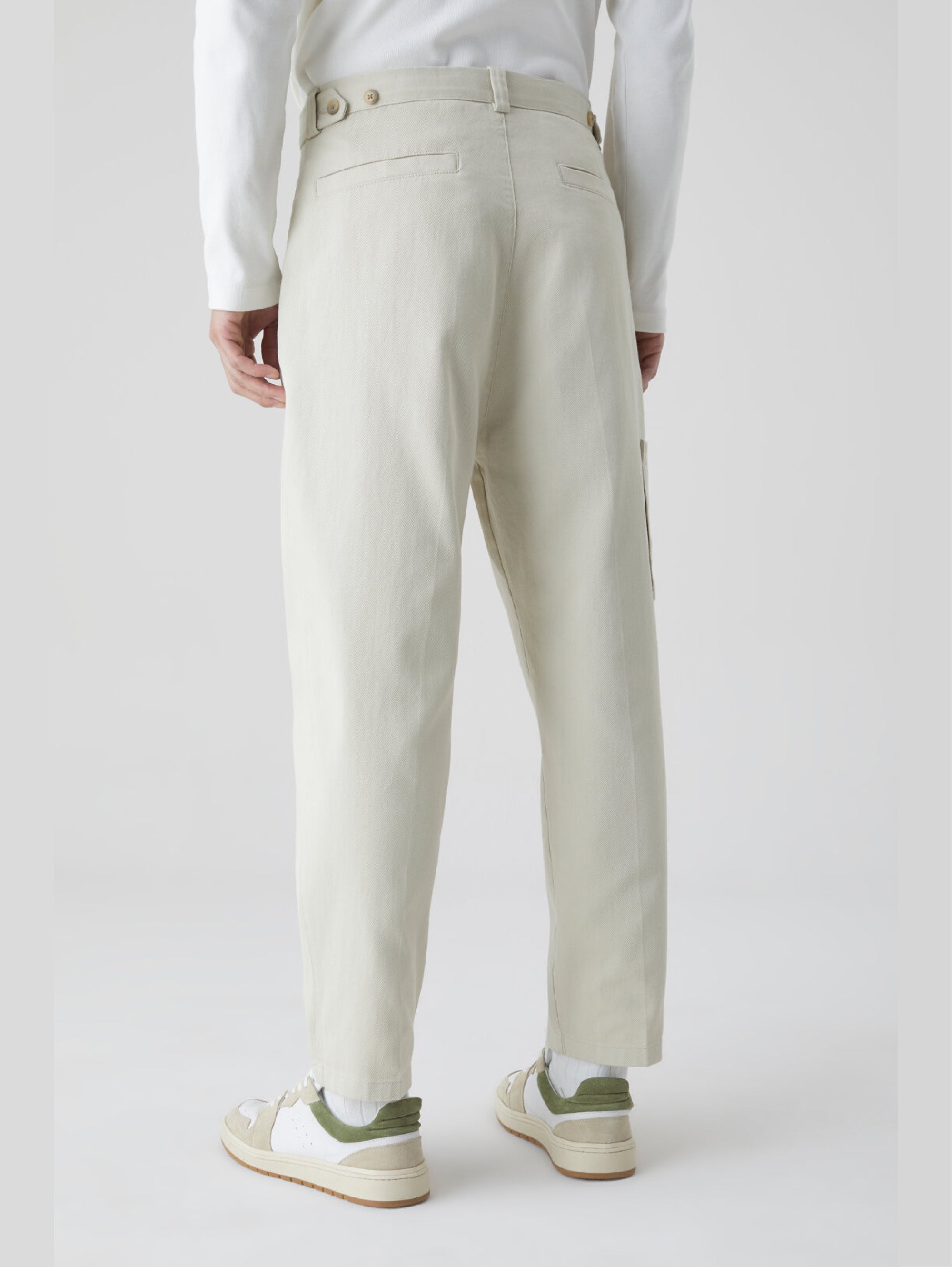 White Organic Cotton Twill Trousers