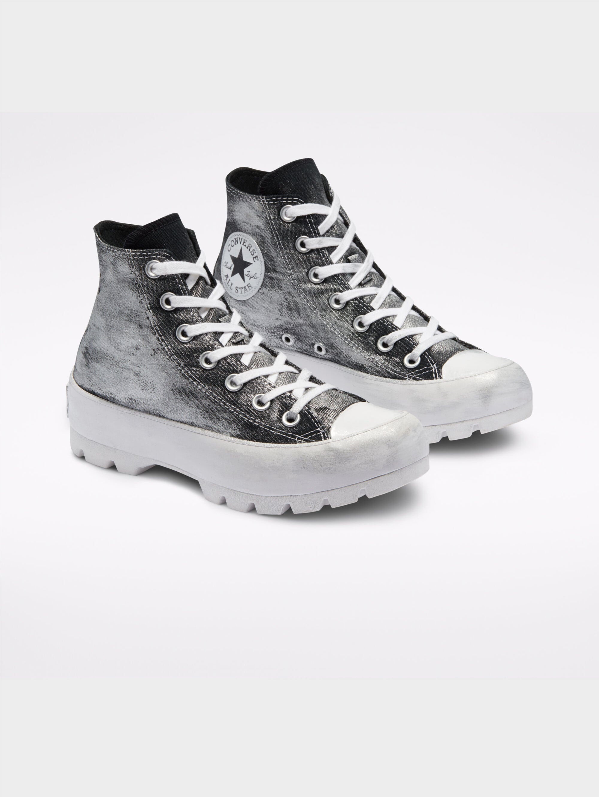 High Sneakers with Silver Notched Sole