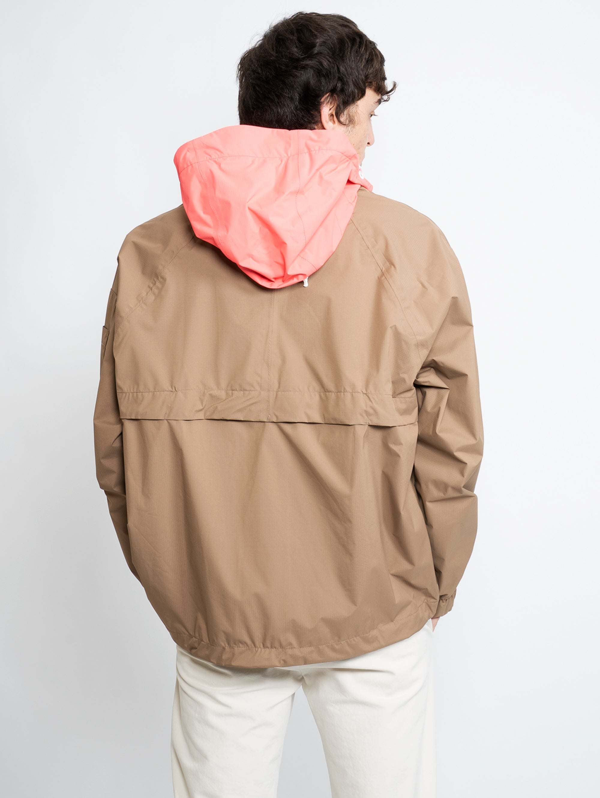 Color Block Hooded Jacket Brown / Orange