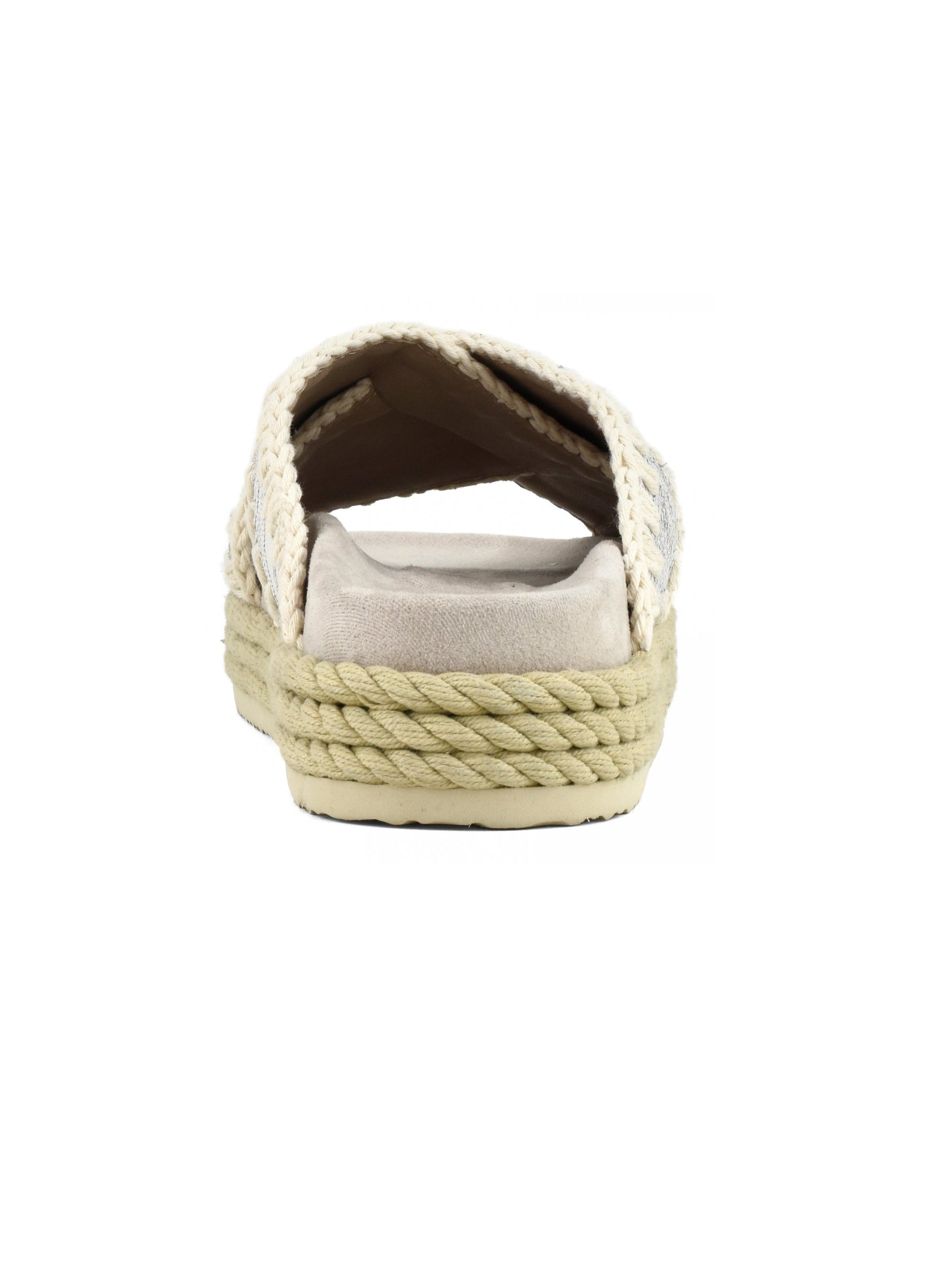 Gekreuzte Bio-Sandalen aus weißem Leder und Seil